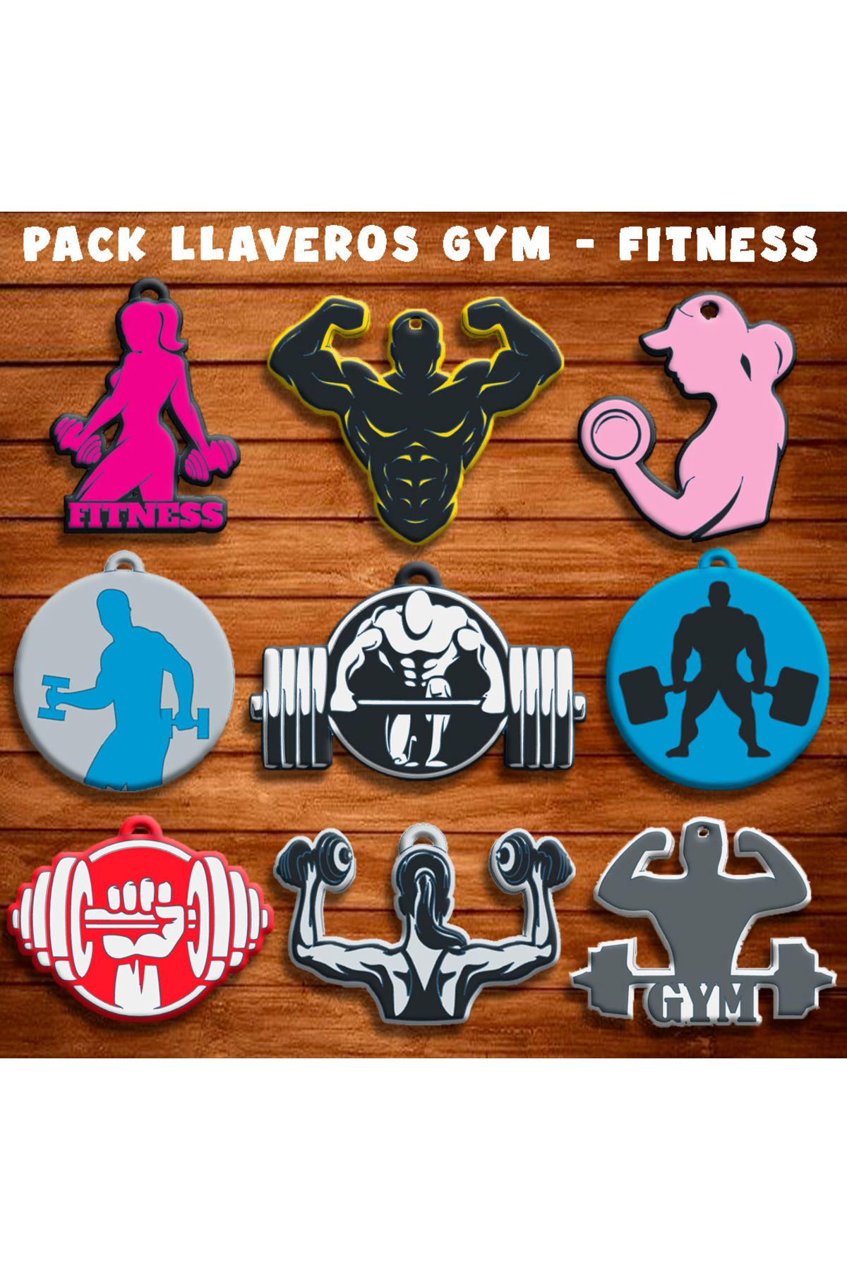 talaşoğlu Llaveros Pack "Gymnasium - Fitness - Spor Salonu" (4 Adet)