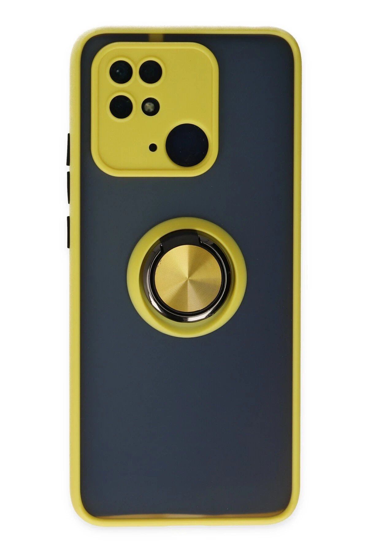Toptan Bulurum Xiaomi Redmi 10C Kılıf Montreal Yüzüklü Silikon Kapak - Sarı