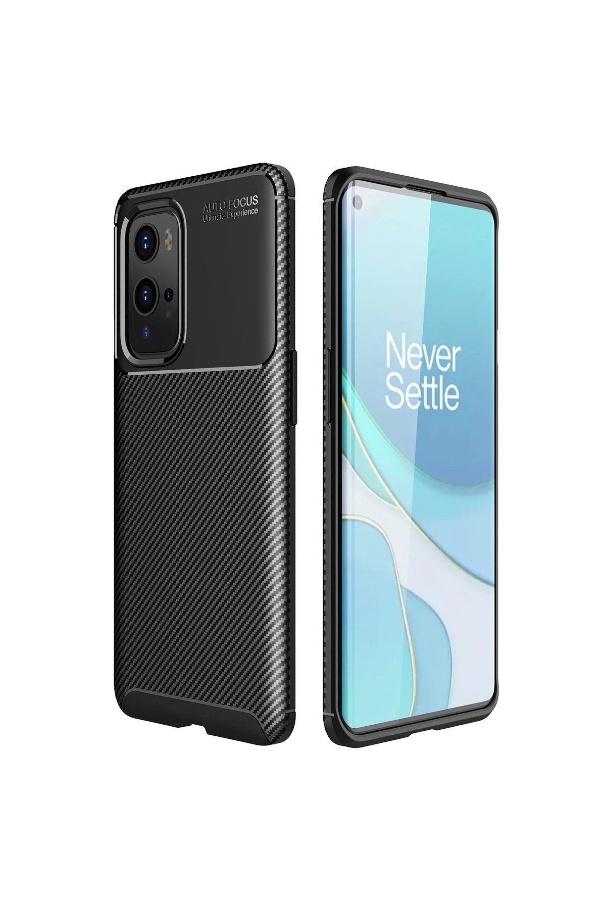 Toptan Bulurum One Plus 9 Pro Kılıf Auto Focus Karbon Kapak - Siyah
