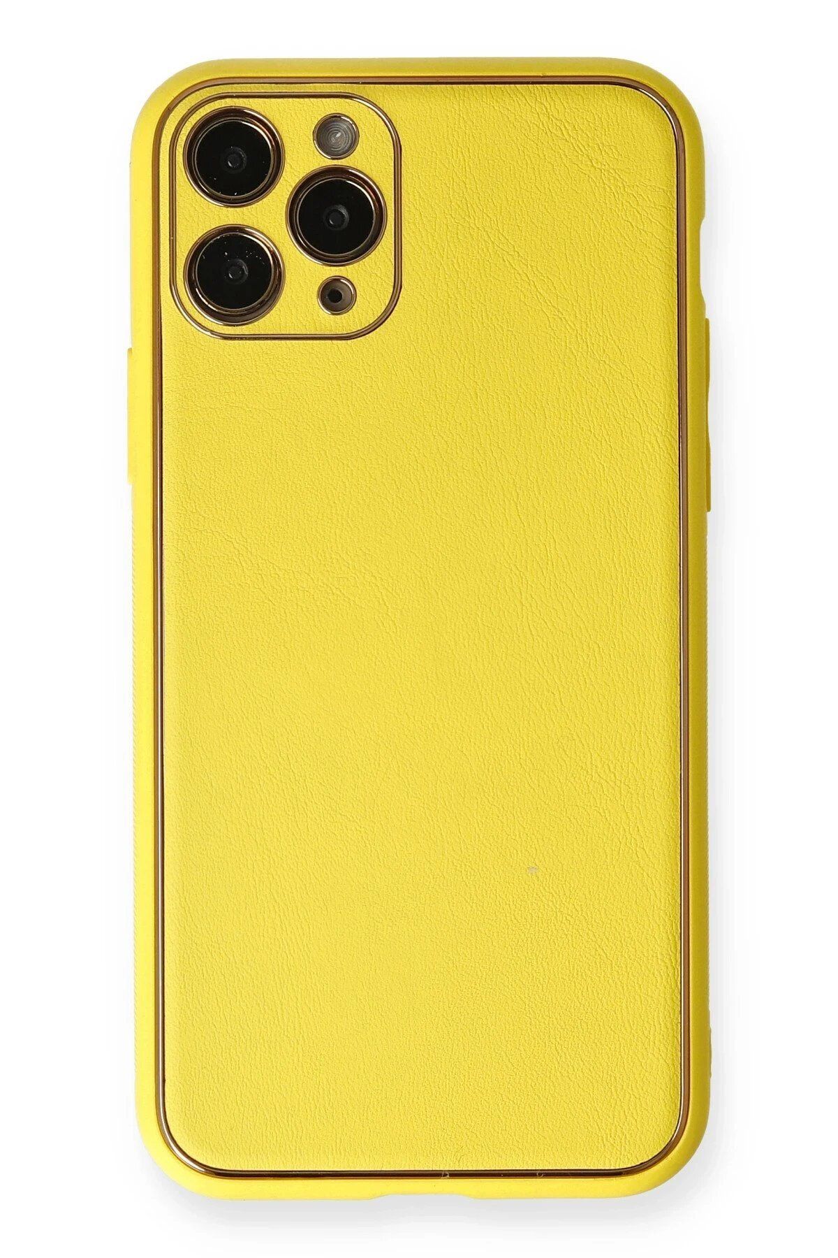 Toptan Bulurum iPhone 11 Pro Kılıf Coco Deri Silikon Kapak - Sarı