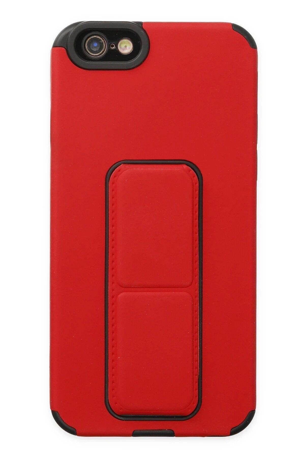 Toptan Bulurum iPhone 6 Kılıf Mega Standlı Silikon - Kırmızı