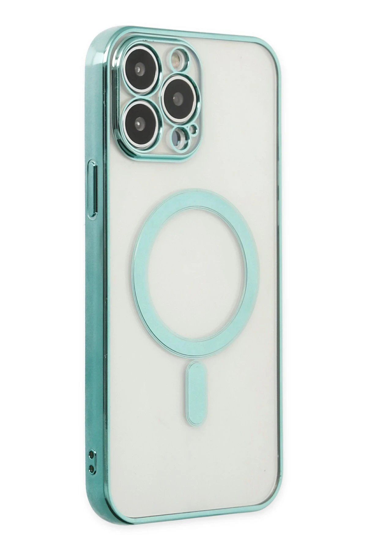 Toptan Bulurum iPhone 14 Pro Max Kılıf Magneticsafe Lazer Silikon - Haki Yeşil