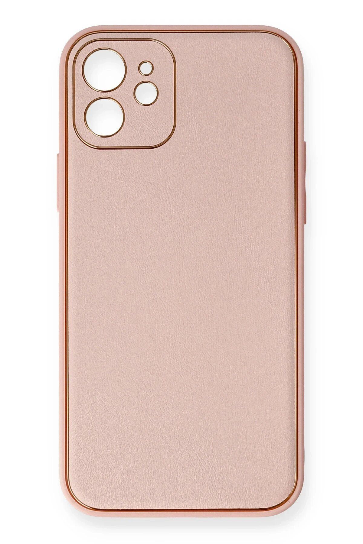 Toptan Bulurum iPhone 12 Kılıf Coco Deri Silikon Kapak - Pembe