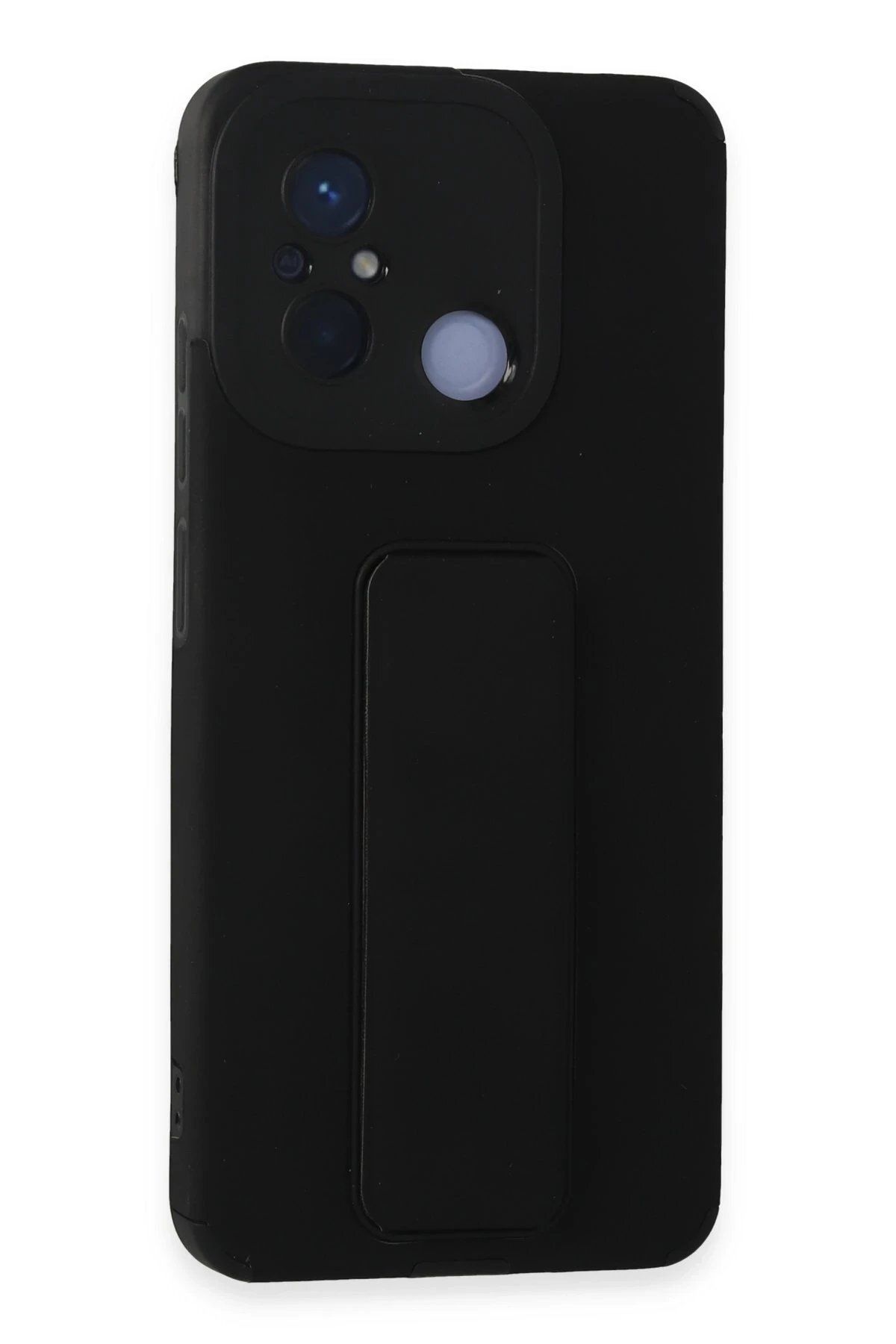 Toptan Bulurum Xiaomi Redmi 12C Kılıf Mega Standlı Silikon - Siyah