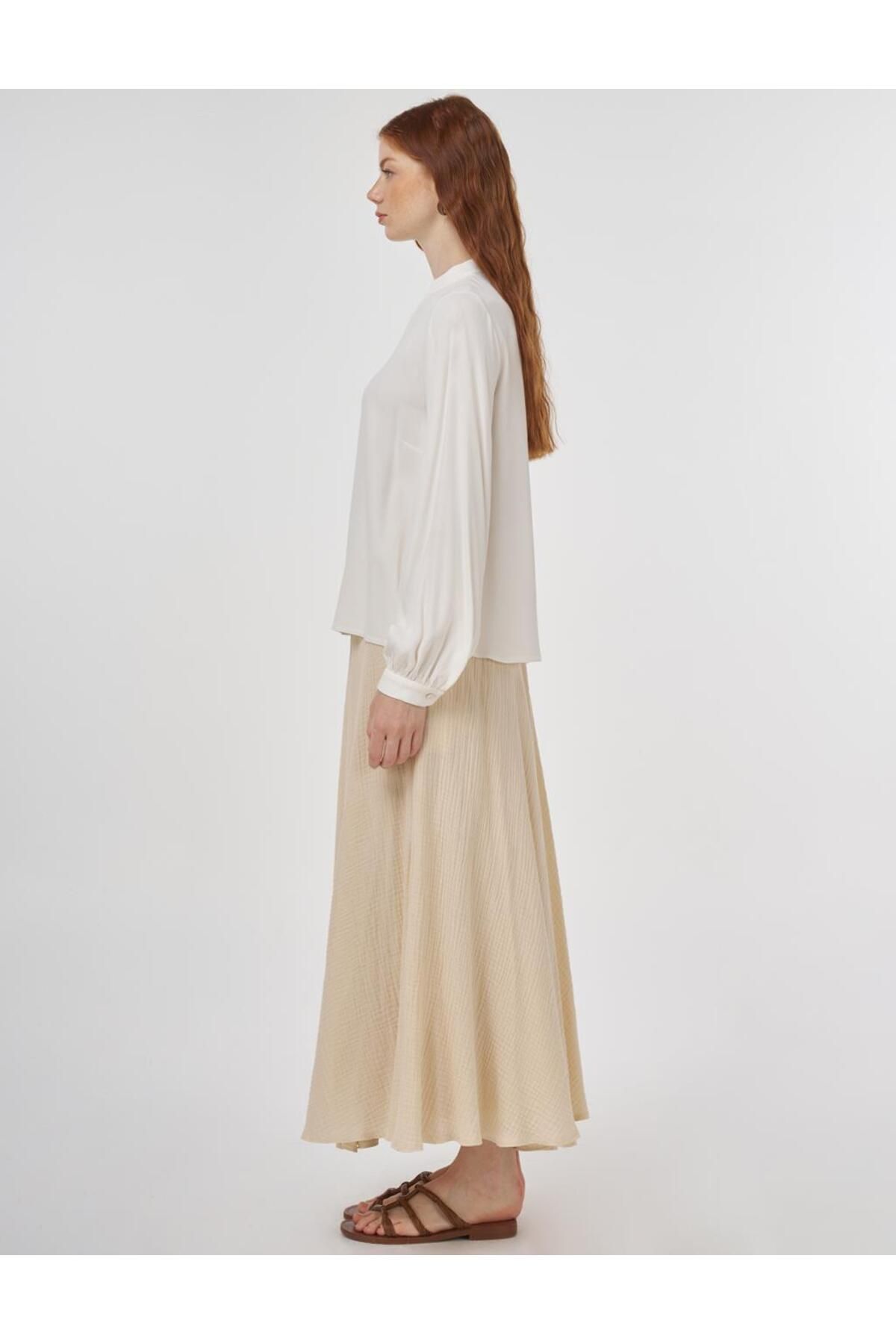 KYR-Button Detailed Viscose Blouse Ecru 4