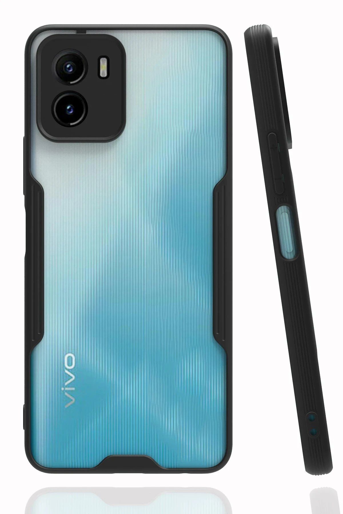 Toptan Bulurum Vivo Y15S Kılıf Platin Silikon - Siyah