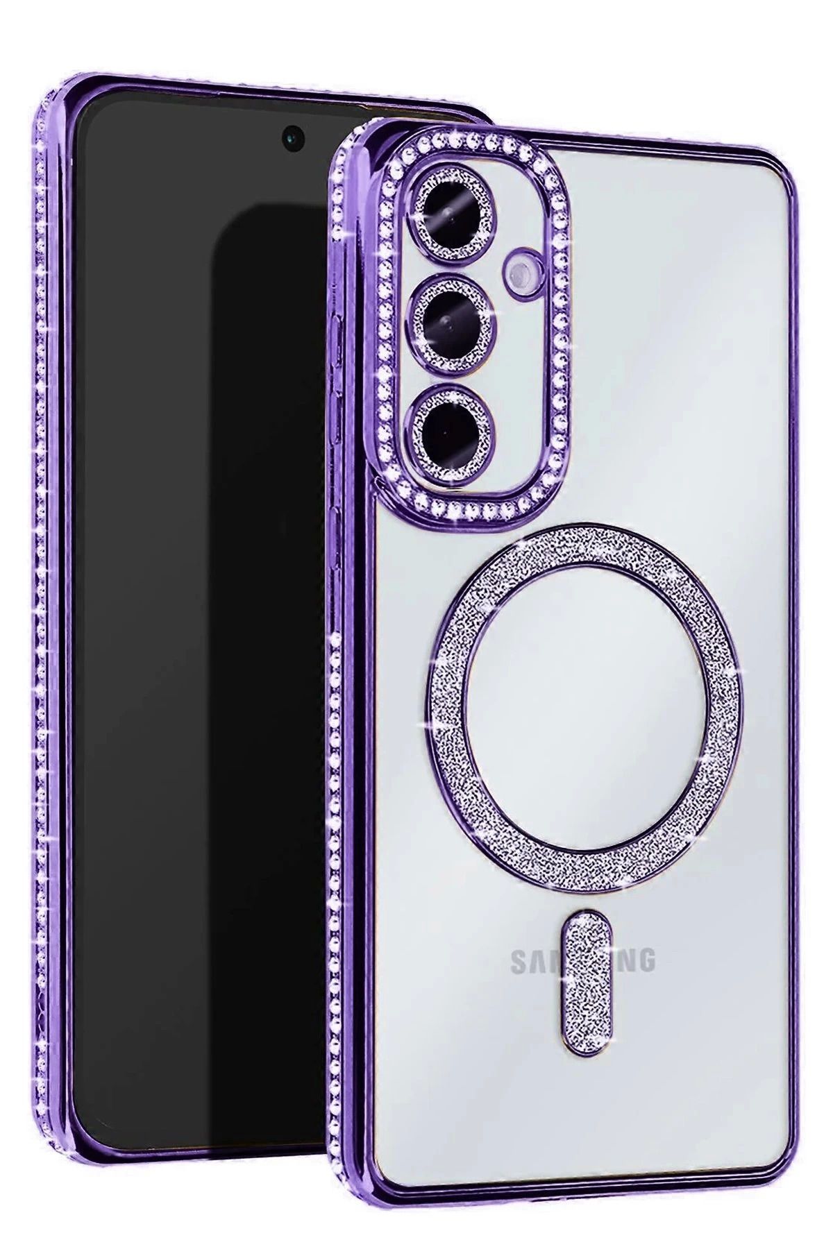 Vita Premio BFS Samsung Galaxy S25 Plus Kılıf Joke Simli Magneticsafe Kılıf - Derin Mor