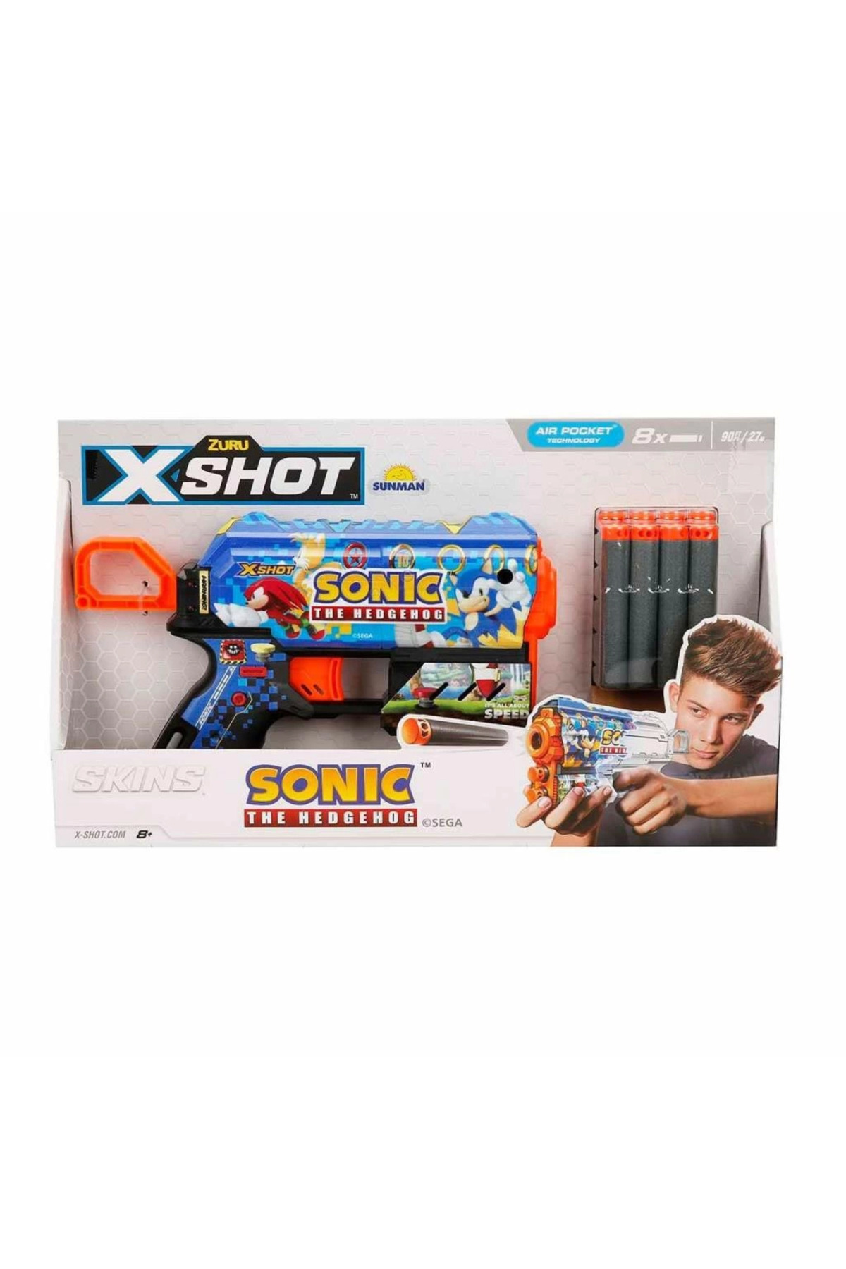 Bfs 36648 تفنگ پرتاب گلوله فلکسی فلکس Sonic the Hedgehog 8 گلوله اسفنجی 21 سانتی‌متر - سان‌من