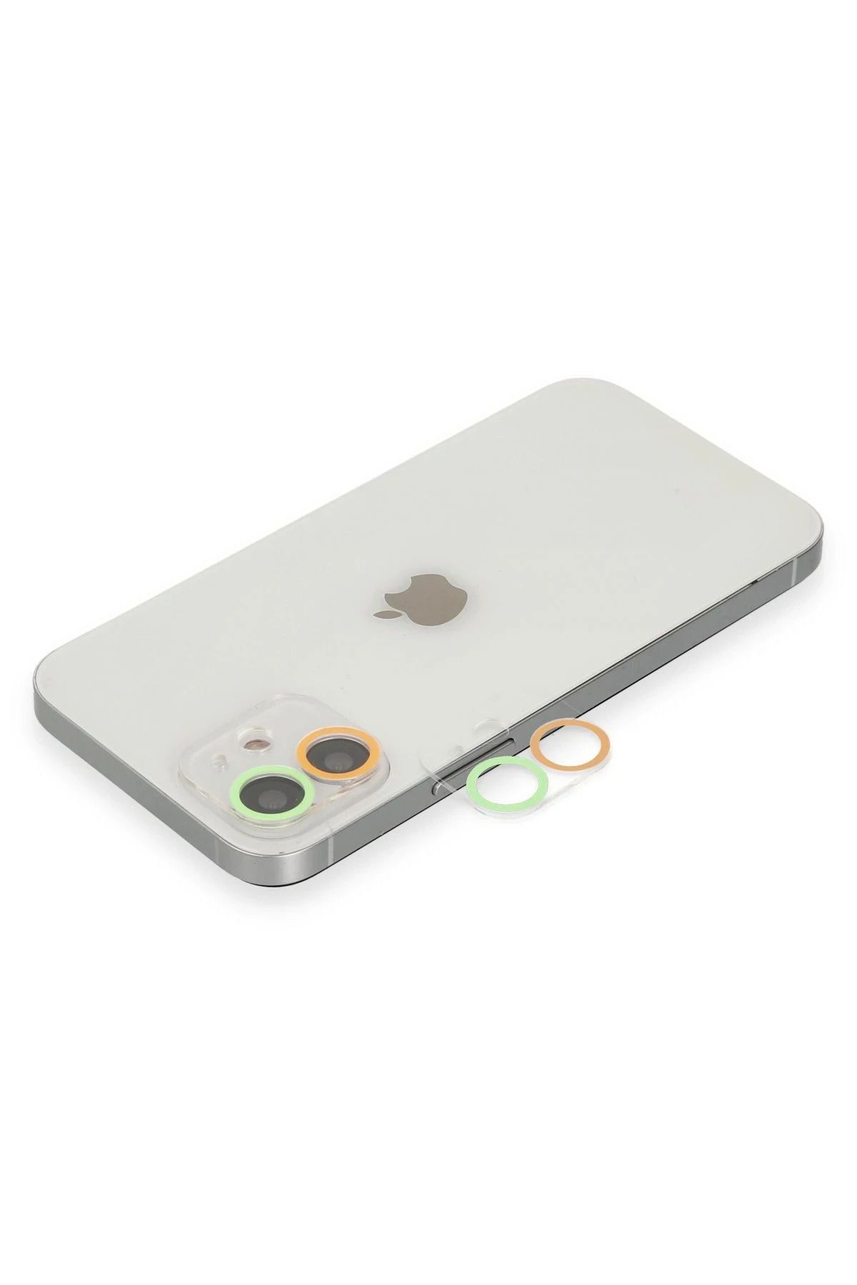 Vita Premio BFS iPhone 12 Renkli Kamera Lens Koruma Cam - Turuncu-Yeşil Uyumlu