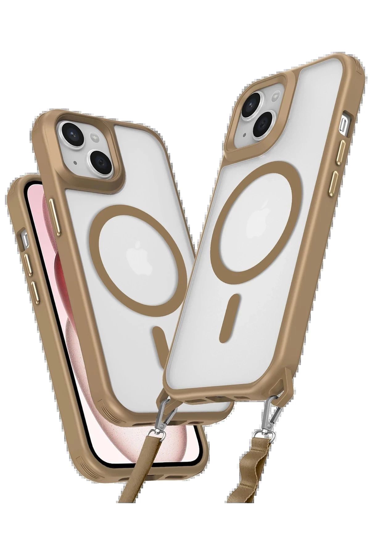 Vita Premio BFS iPhone 15 Plus Kılıf Enka Magsafe Silikon Kılıf - Desert