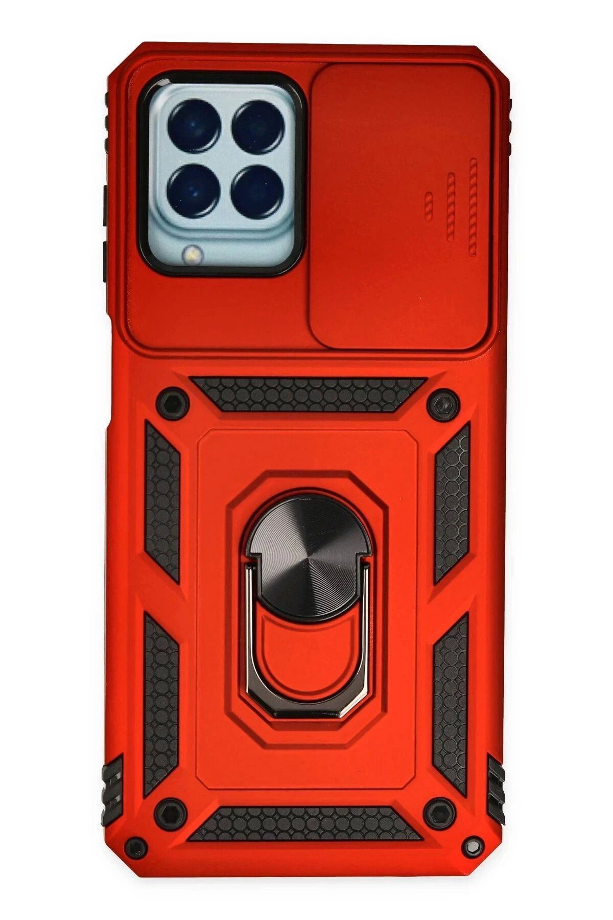 Vita Premio BFS Samsung Galaxy M33 Kılıf Pars Lens Yüzüklü Silikon - Kırmızı