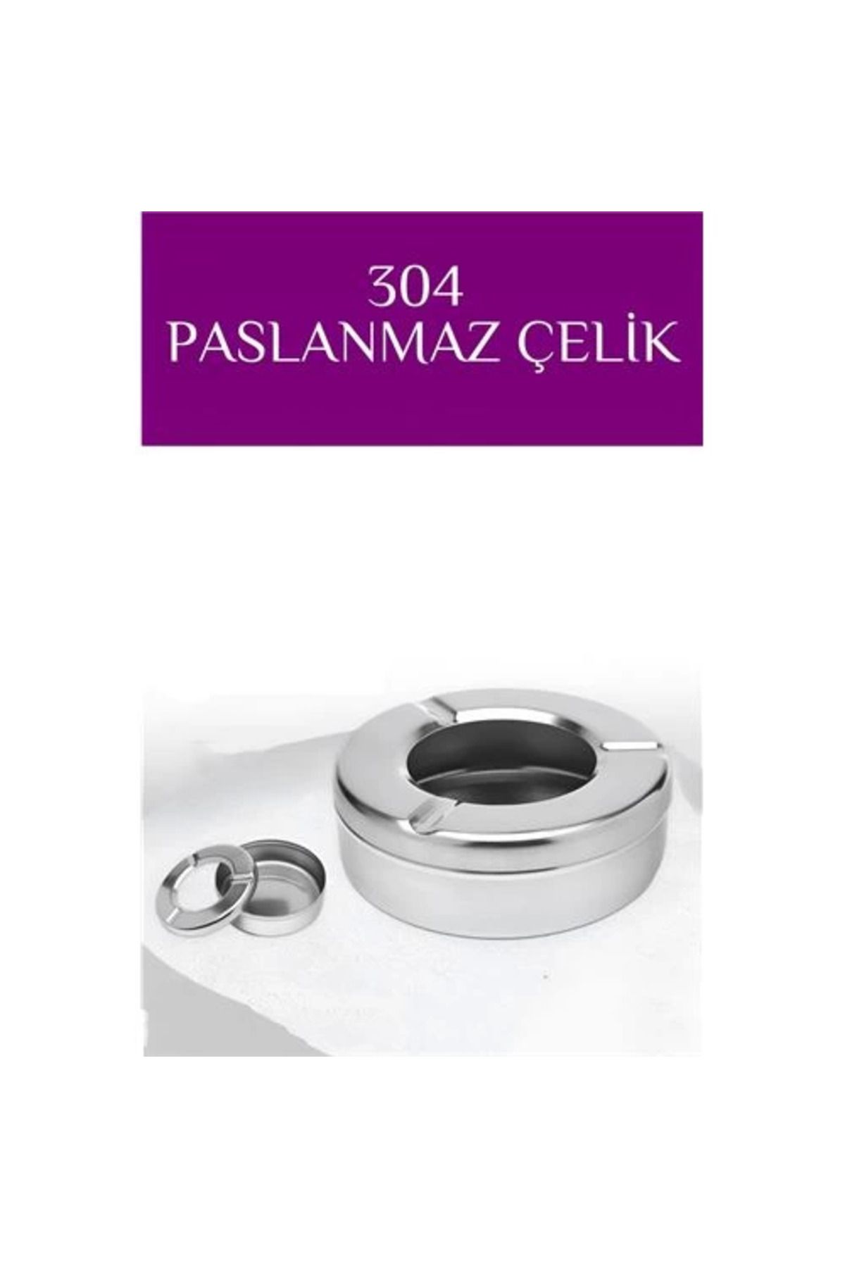 Vita Premio Kapaklı Paslanmaz Yuvarlak Küllük - Kapaklı 304 Çelik Kül Tablası - Kafe Küllüğü Restoran Küllüğü