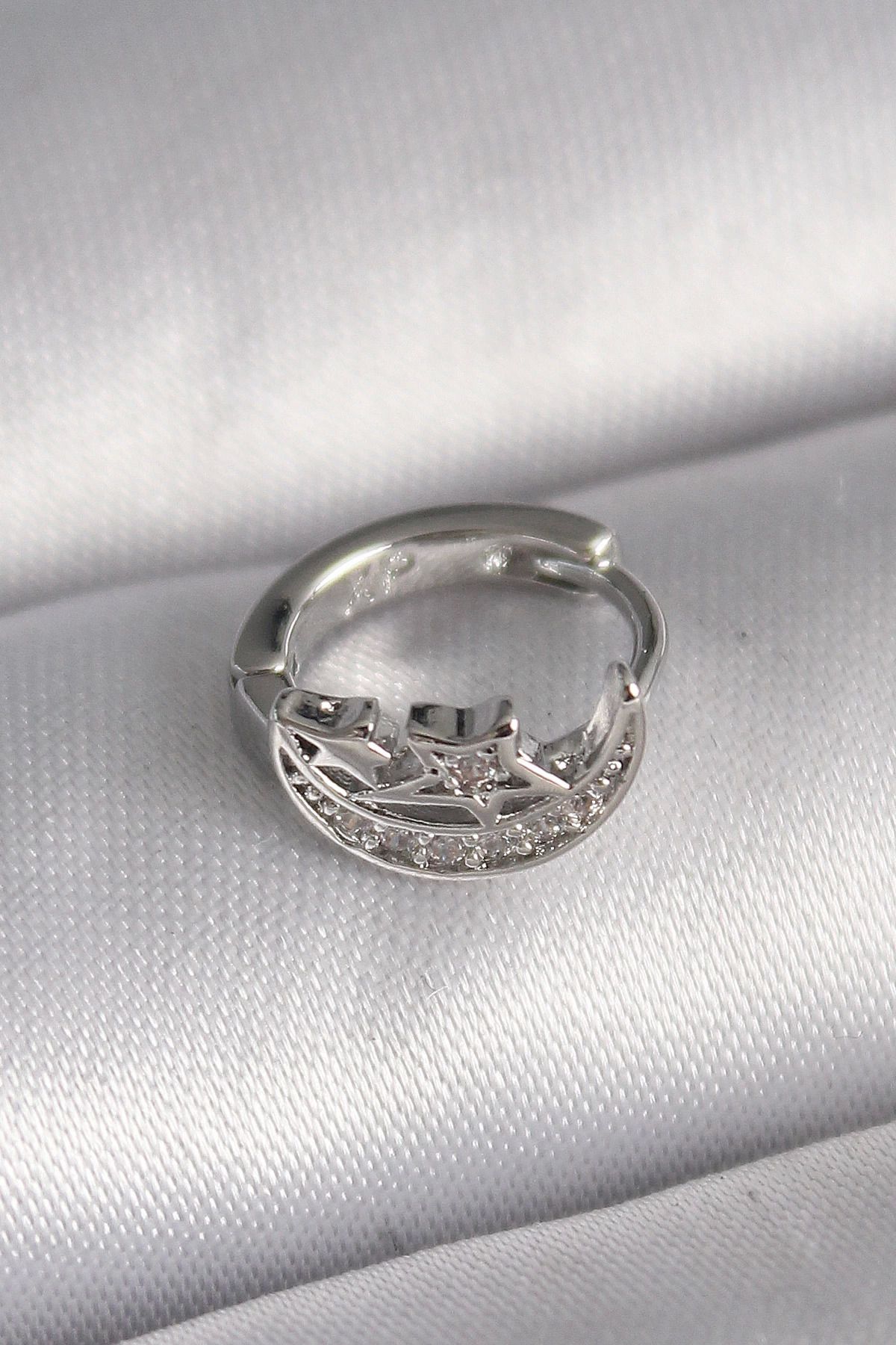 Vita Premio BFS 316L Çelik Gümüş Renk Zirkon Taşlı Ay Yıldız Model Tragus Piercing