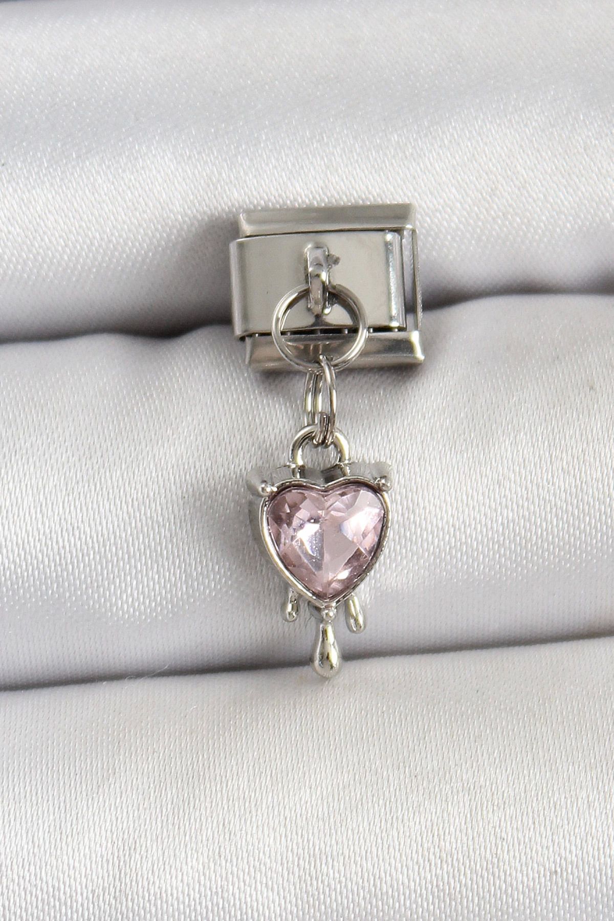Vita Premio BFS 316L Çelik Gümüş Renk Pembe Kalp Model Nomination Charm