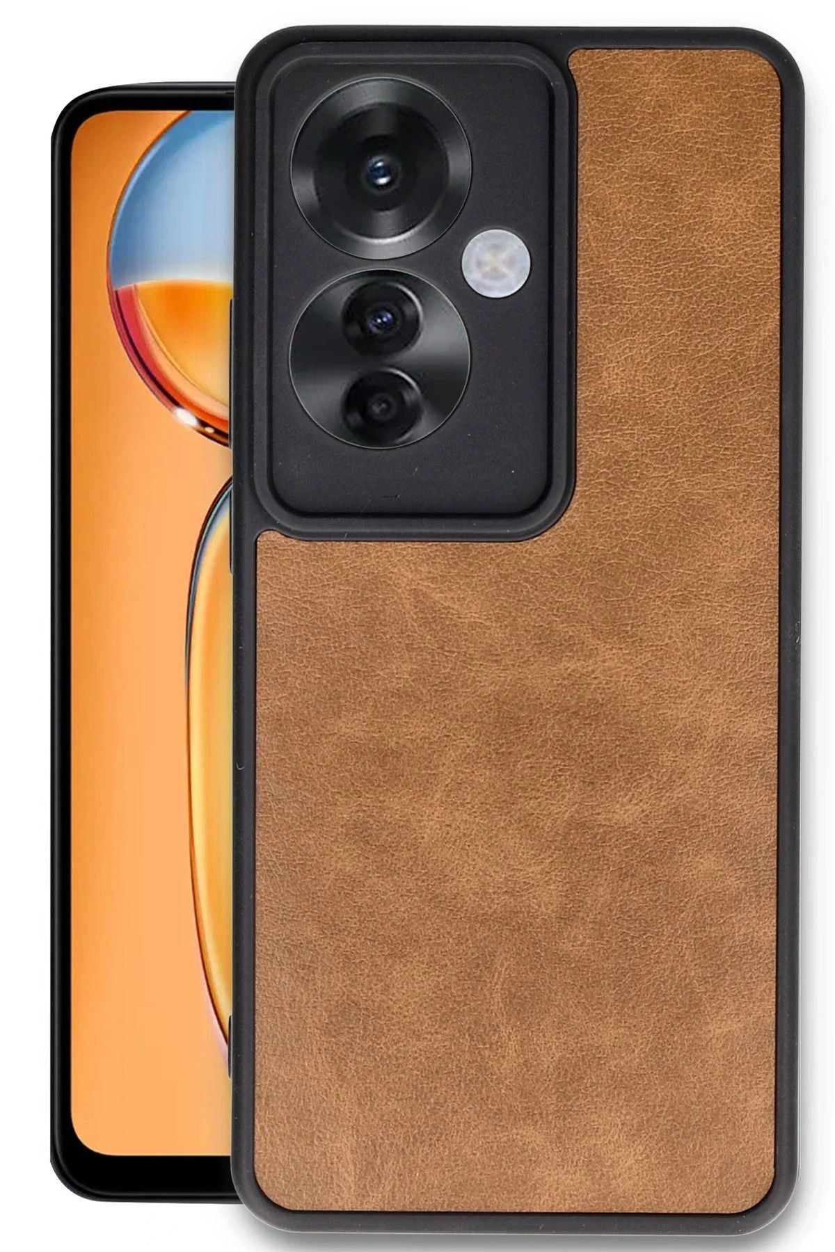Butik BFS Oppo Reno 11F Kılıf Aras Deri Kapak - Taba