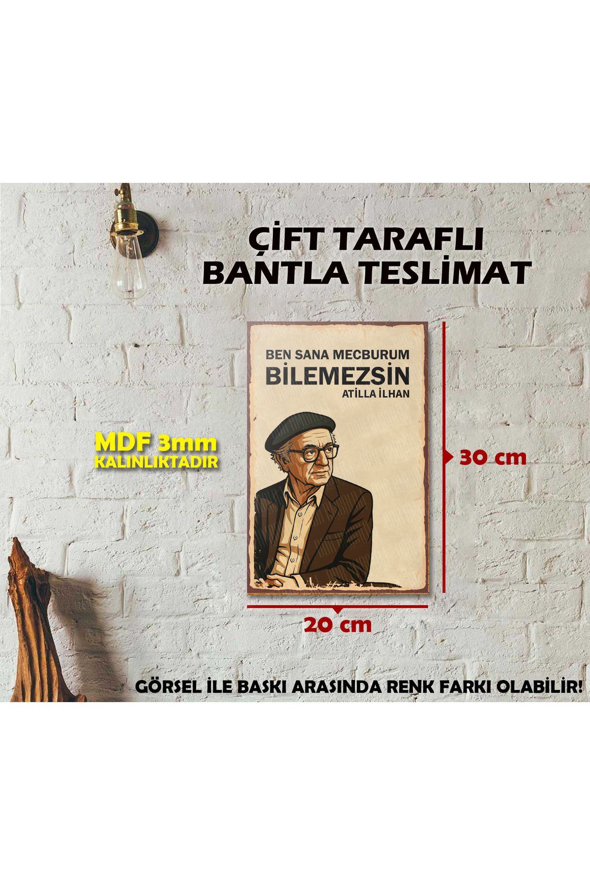 Borambalaj Sözlü Atilla İlhan Edebiyat Posteri (20x30cm)