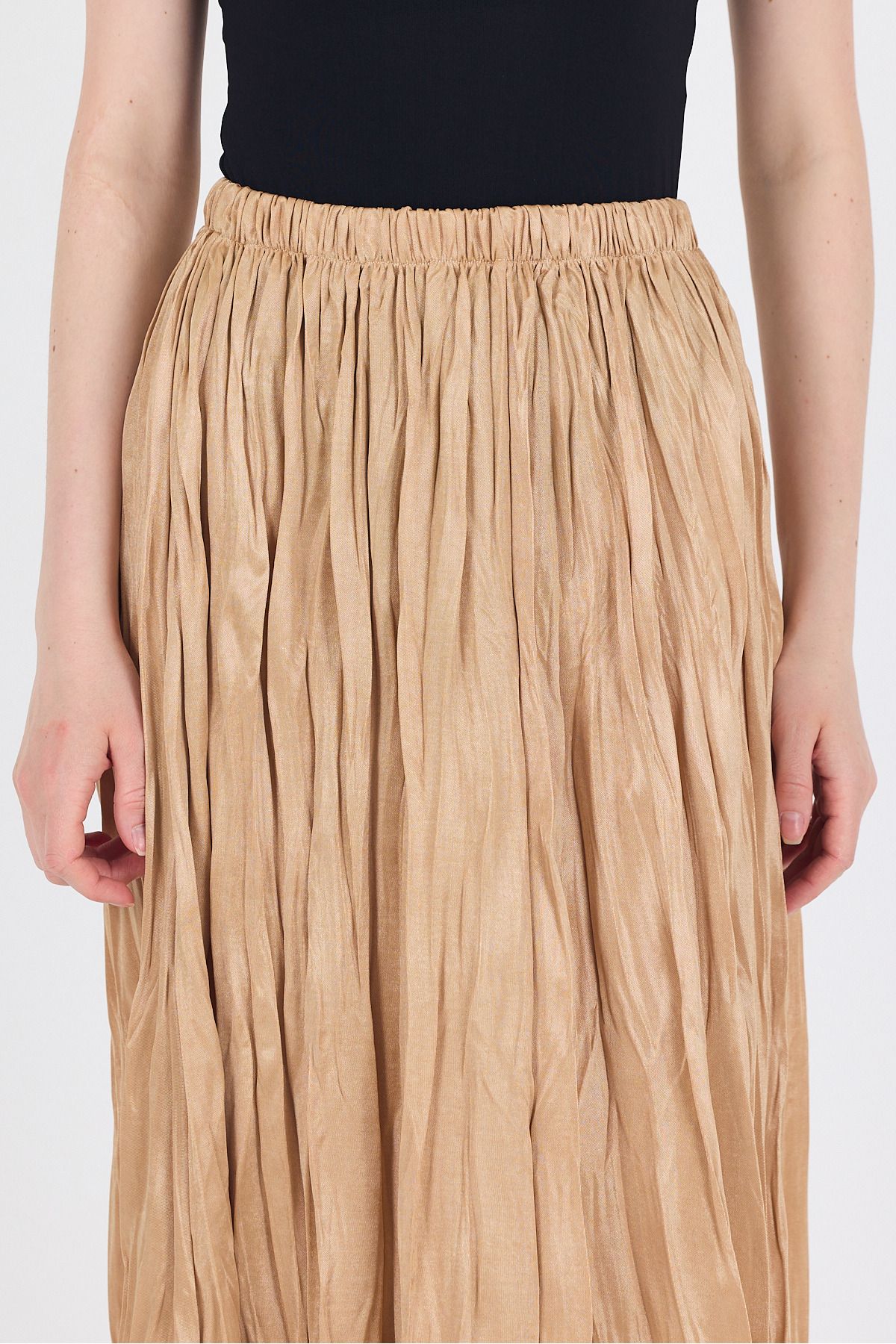 Rays-Mink Waist Elastic Wrinkled Fabric Skirt 3483 4