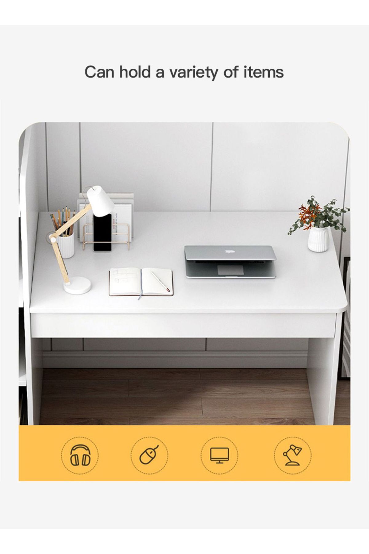 sharpdo-Home Office Desk, Simple Computer Desk With Opened Storage Shelves 132*40*120 cm 4