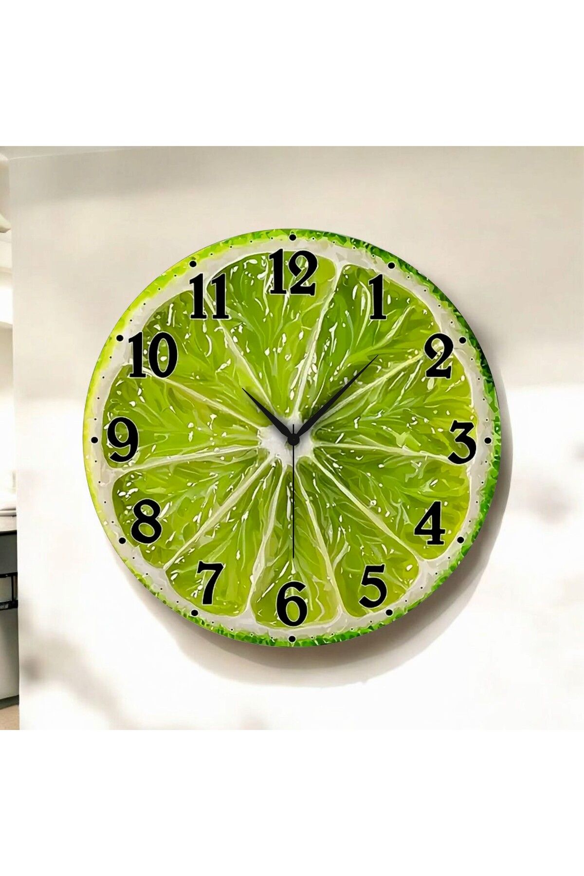 AA Shop Renkli Baskı Limon Sebze Desenli Sayılı Hediyelik Ahşap Sessiz Duvar Saati 50cm