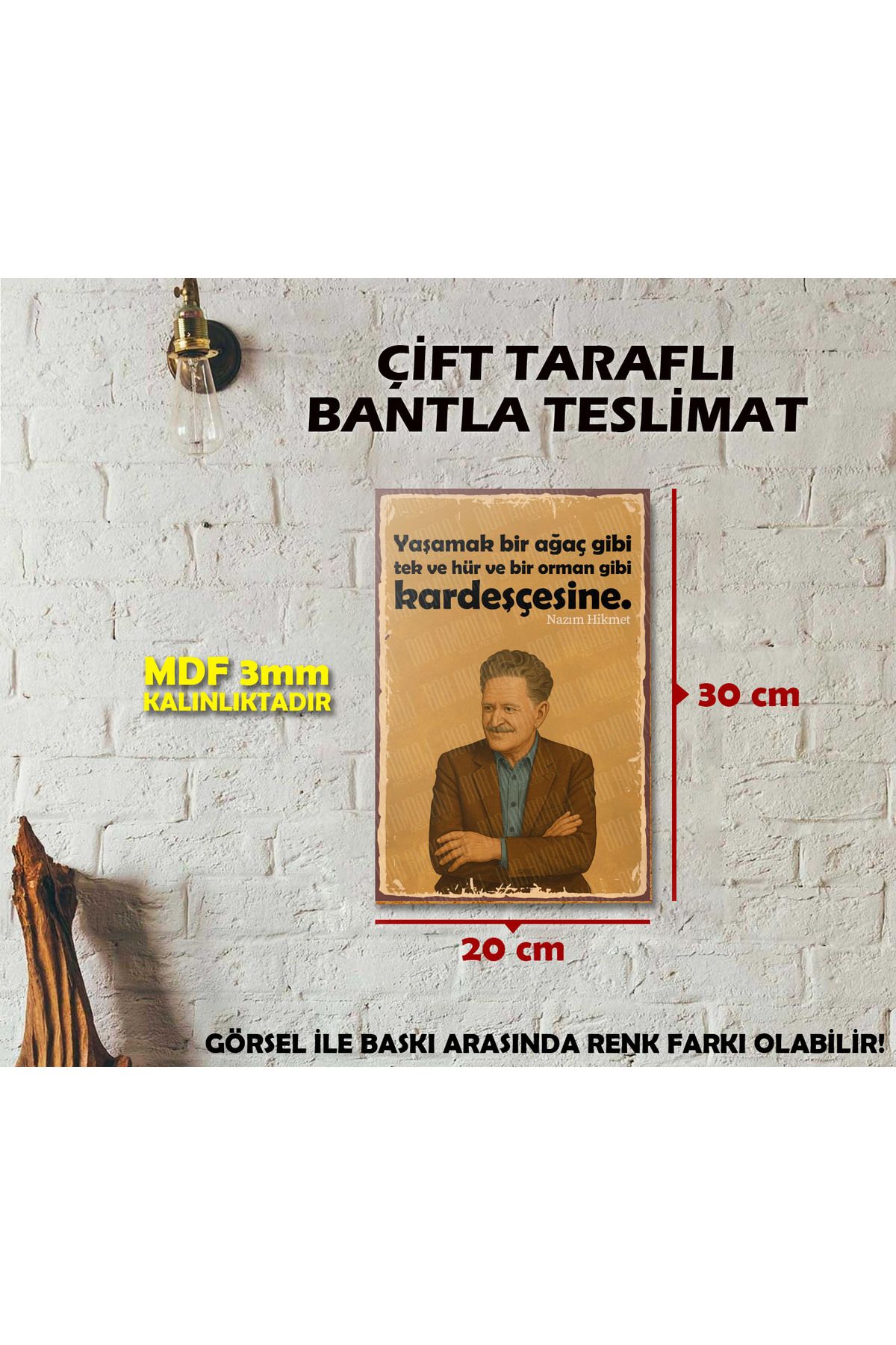 Borambalaj Sözlü Nazım Hikmet Edebiyat Posteri (20x30cm)