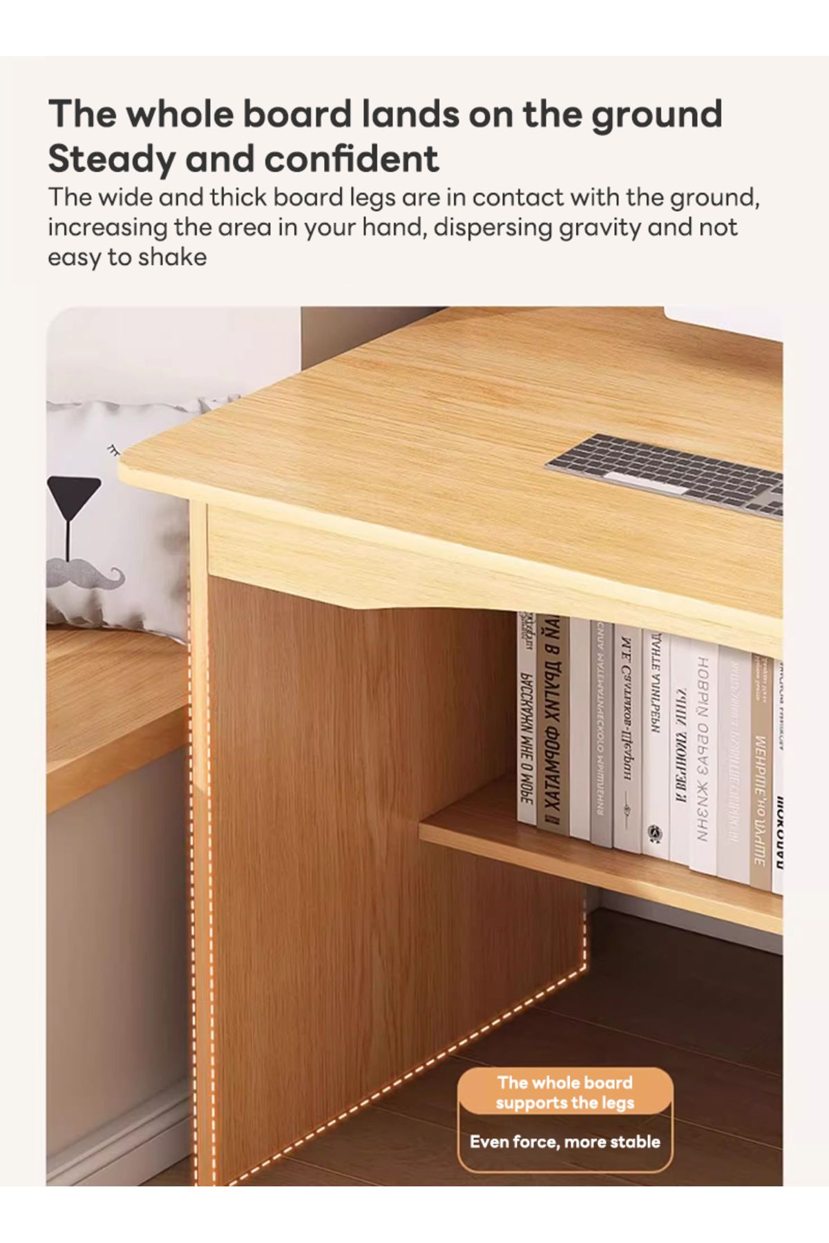 sharpdo-Bedroom Home Desk Computer Desk, Bookshelf Integrated Simple Study Table 100*48*113CM 5