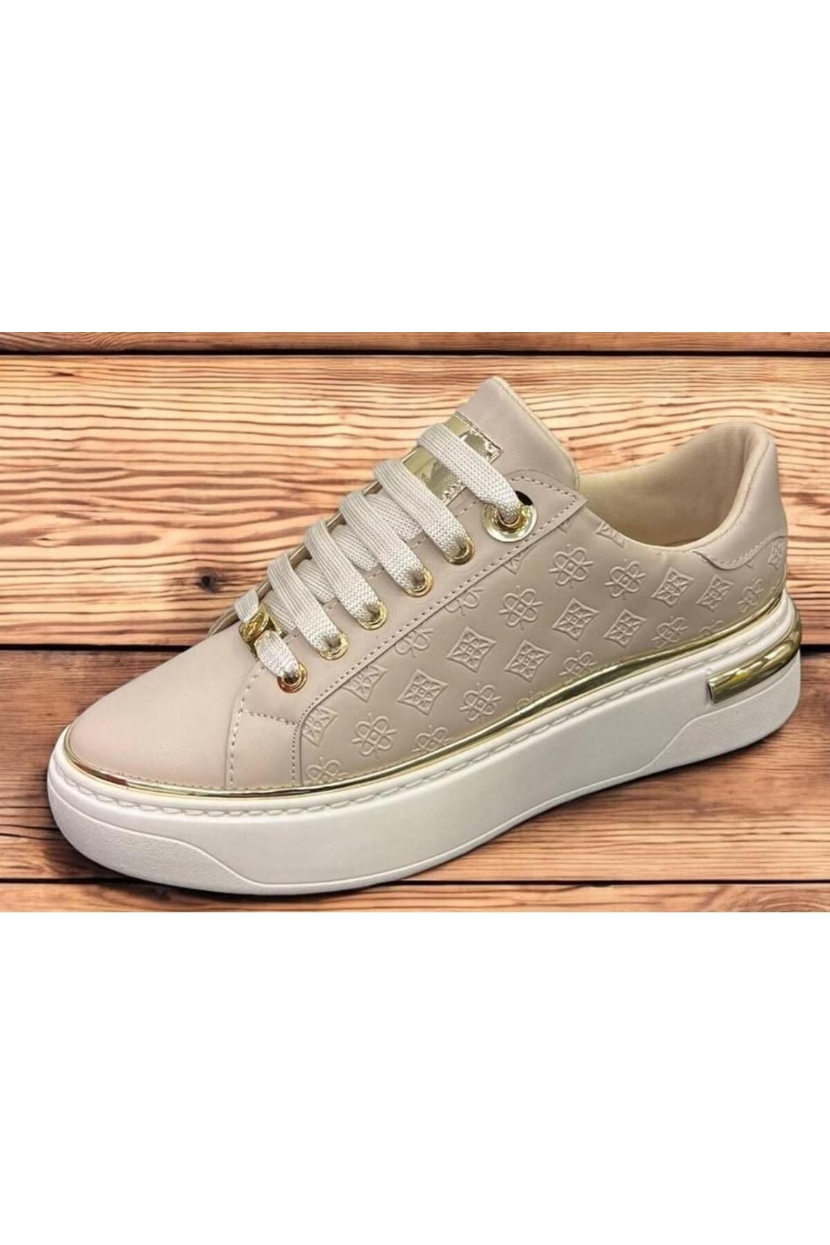 Kuum London K732559 Kadın Monogram Desenli Yüksek Taban Sneaker Ayakkabı