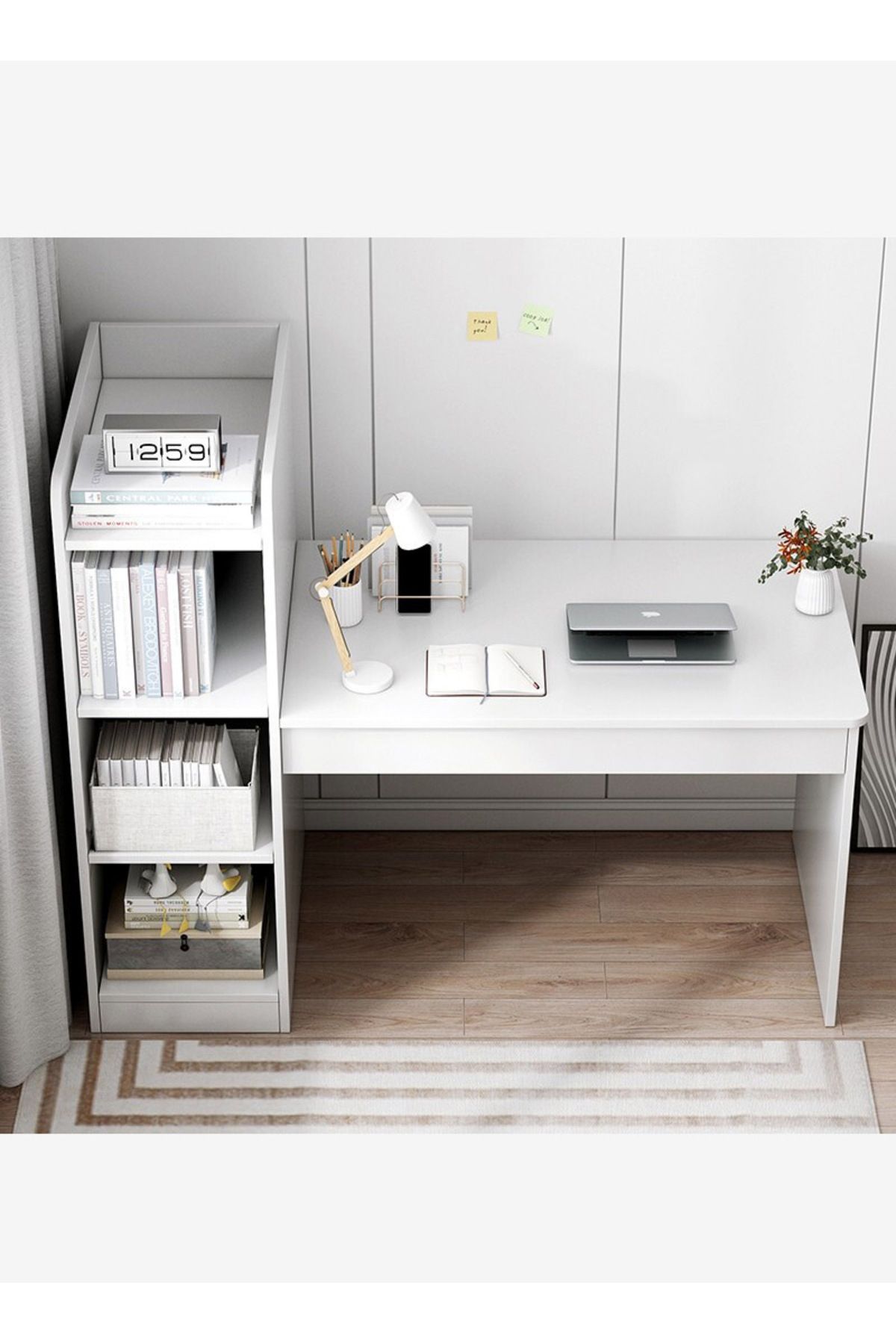 sharpdo-Home Office Desk, Simple Computer Desk With Opened Storage Shelves 132*40*120 cm 1