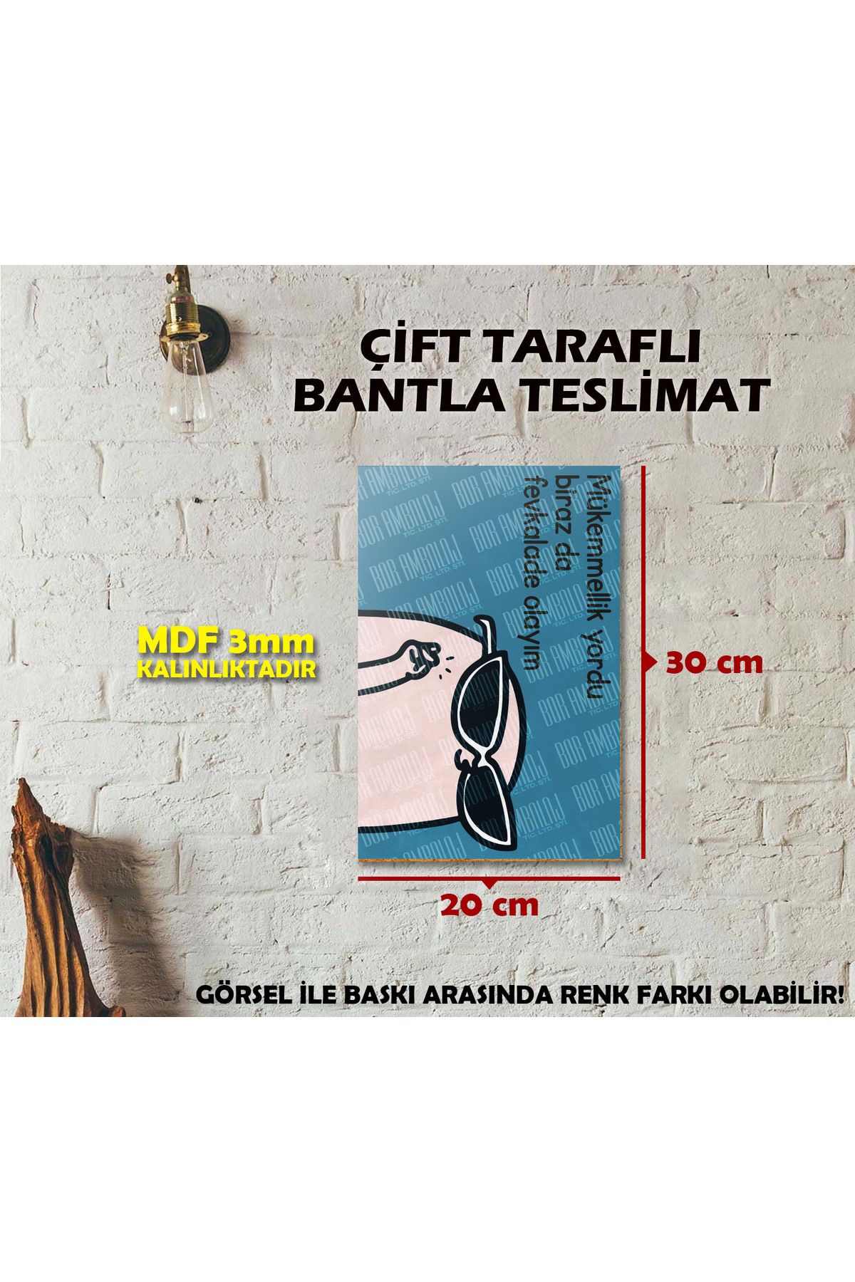 Borambalaj Mükemmellik Yordu Komik MDF Tablo Tasarımı 20x30 cm