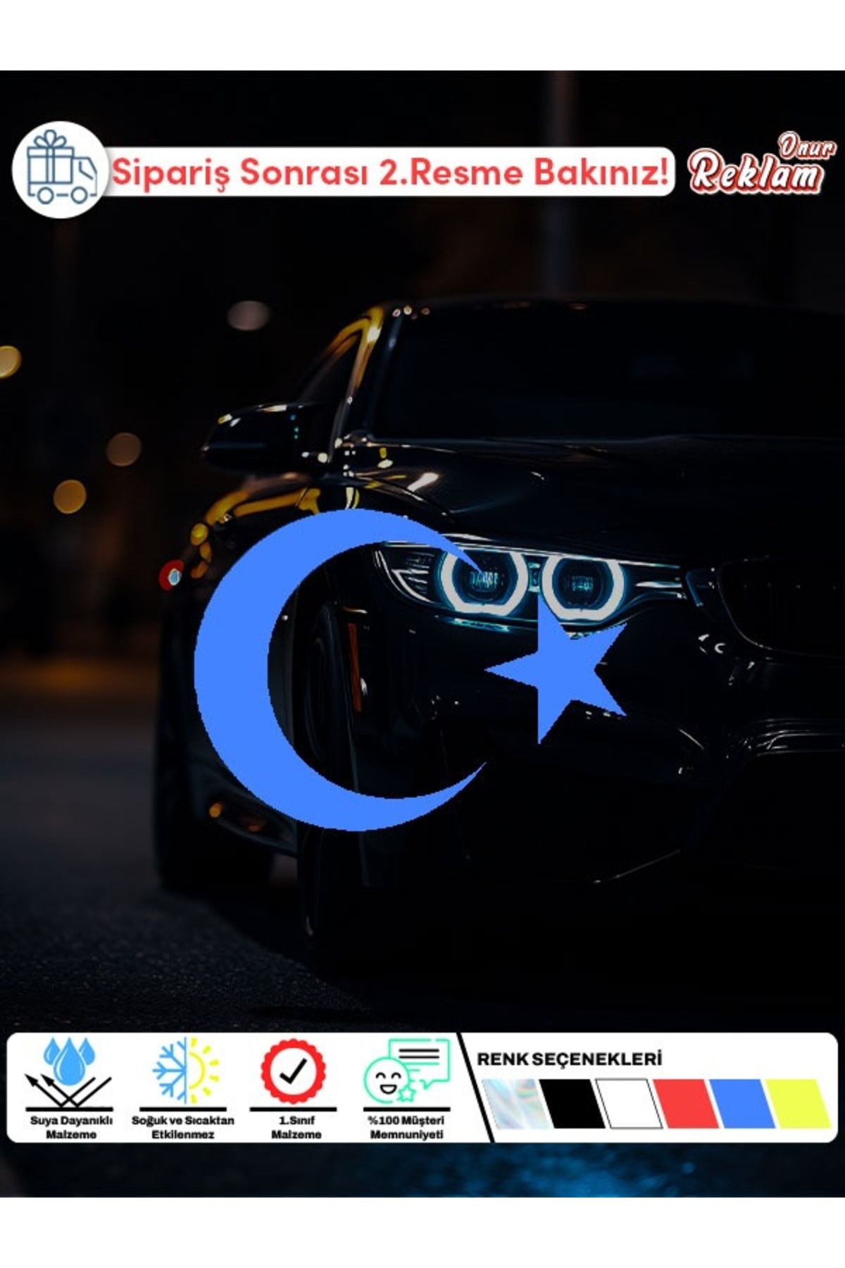 Onur Reklam Ay Yıldız Sticker (6 Adet) – Suya Dayanıklı Araba & Motosiklet Etiketi