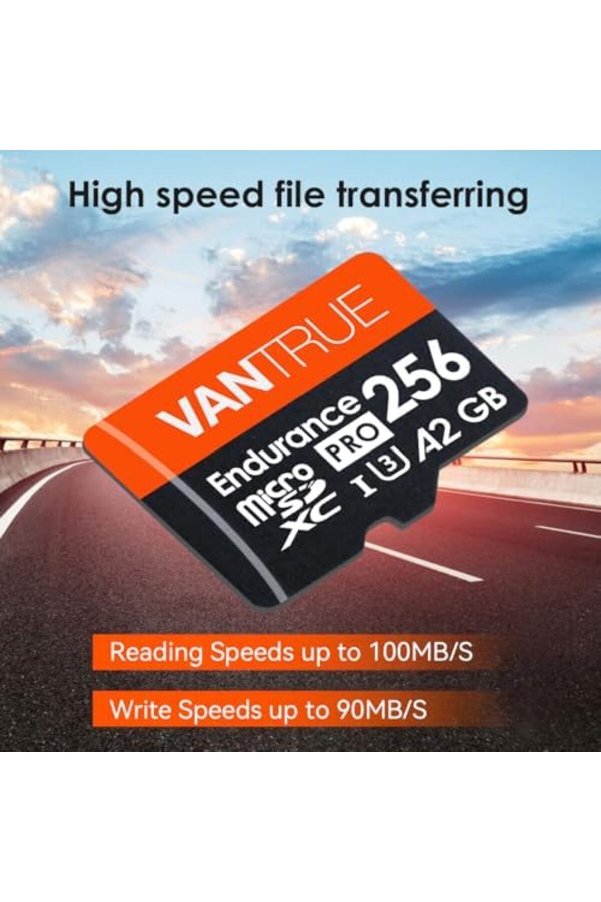 VANTRUE-256GB microSD UHS-I U3 V30 Class 10 4K UHD Video High Speed Transfer Monitoring SD Card with 4
