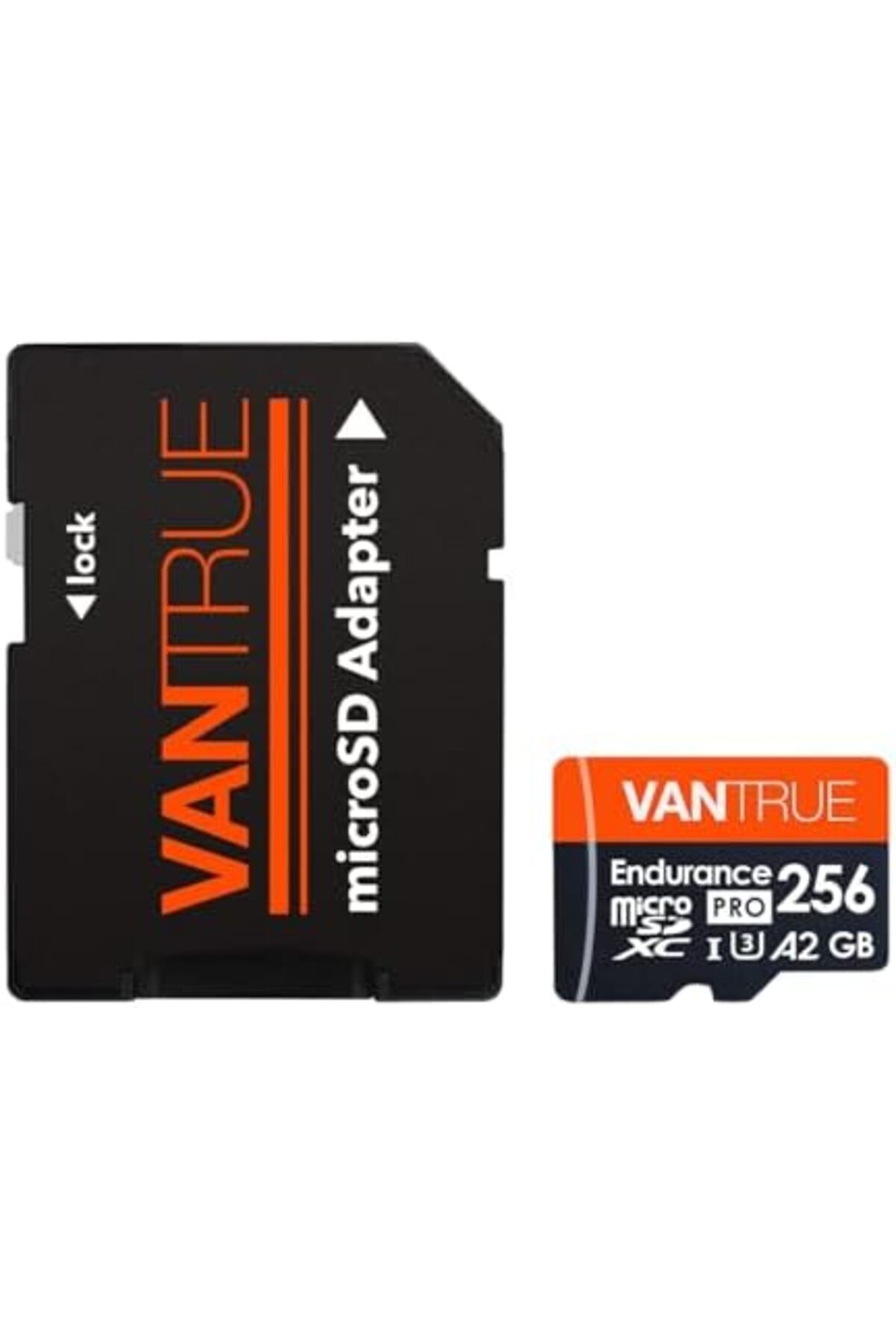 VANTRUE-256GB microSD UHS-I U3 V30 Class 10 4K UHD Video High Speed Transfer Monitoring SD Card with 3