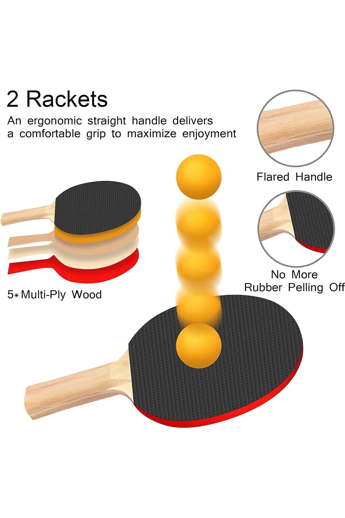 Janissary-Table Tennis Set Racket + Table Tennis Net + 3 Balls Portable 170 cm Compatible with All Tables 2