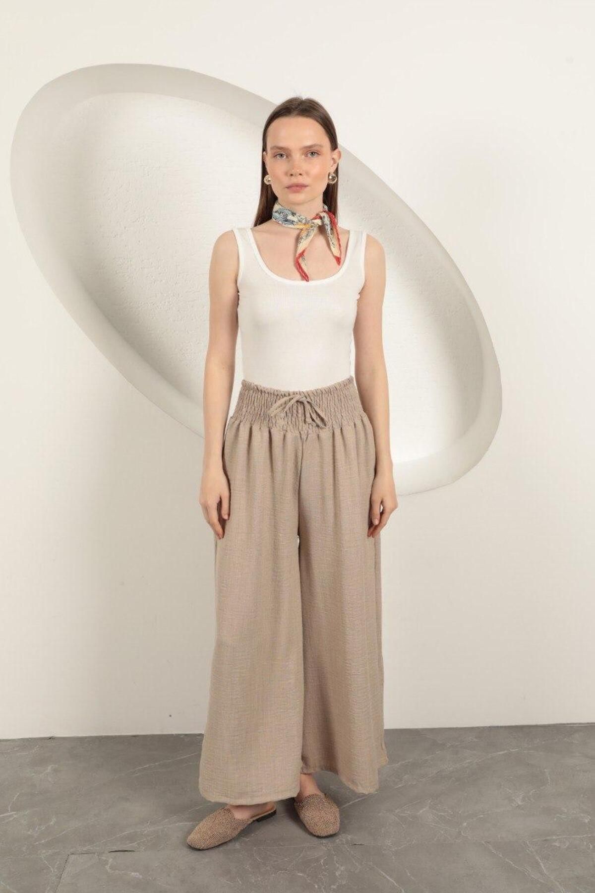 MODA Keten Aerobin Kumaş Bol Pantolon