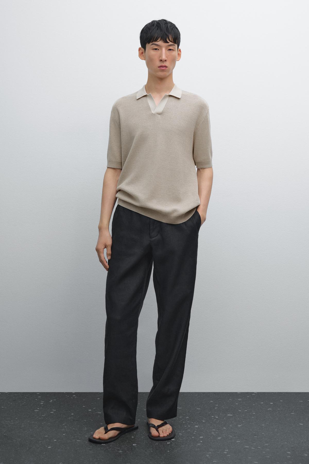 ماسیمو دوتی تی‌شرت یقه‌دار بافتنی بافت‌دار