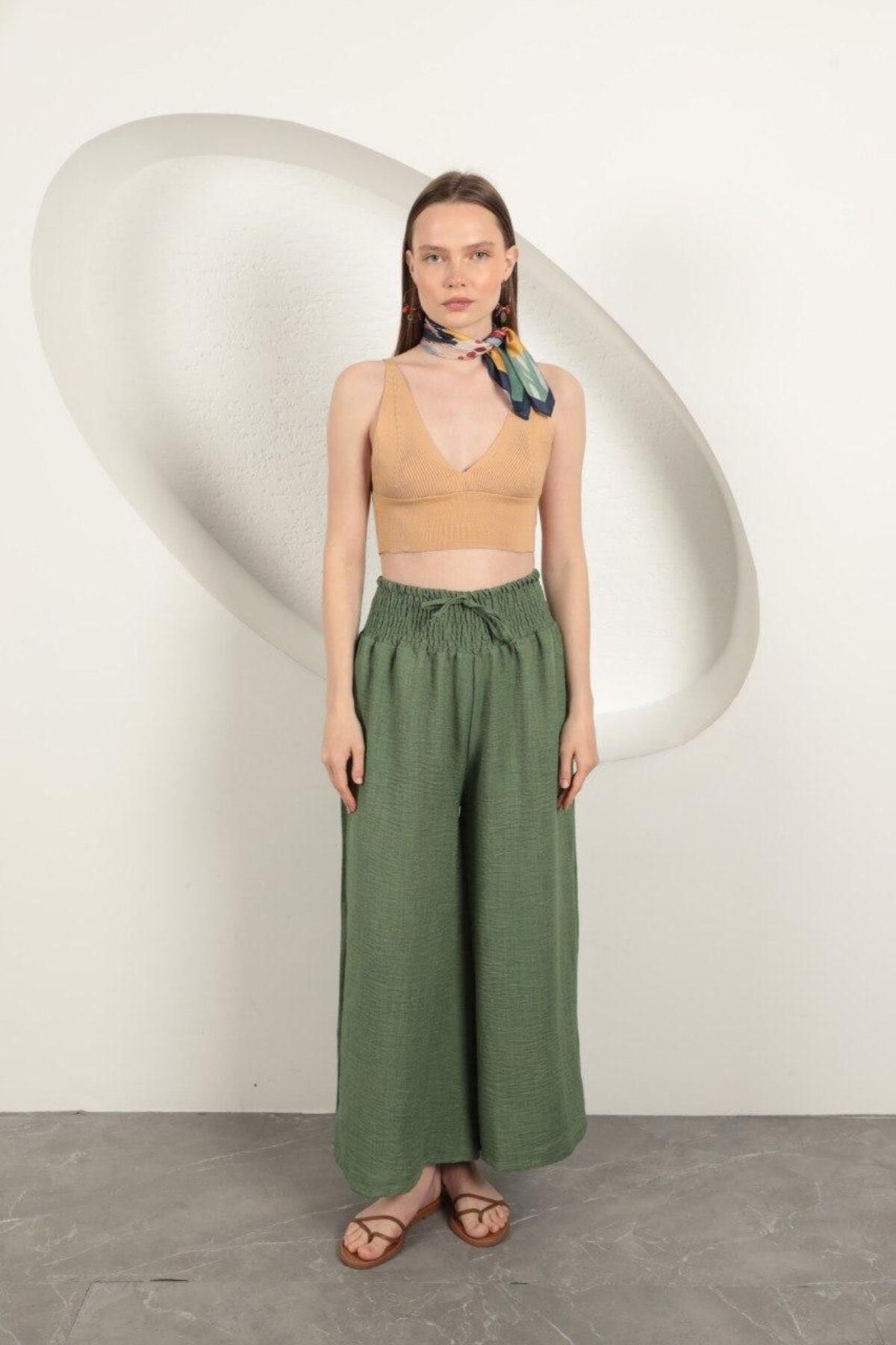 MODA Keten Aerobin Kumaş Bol Pantolon