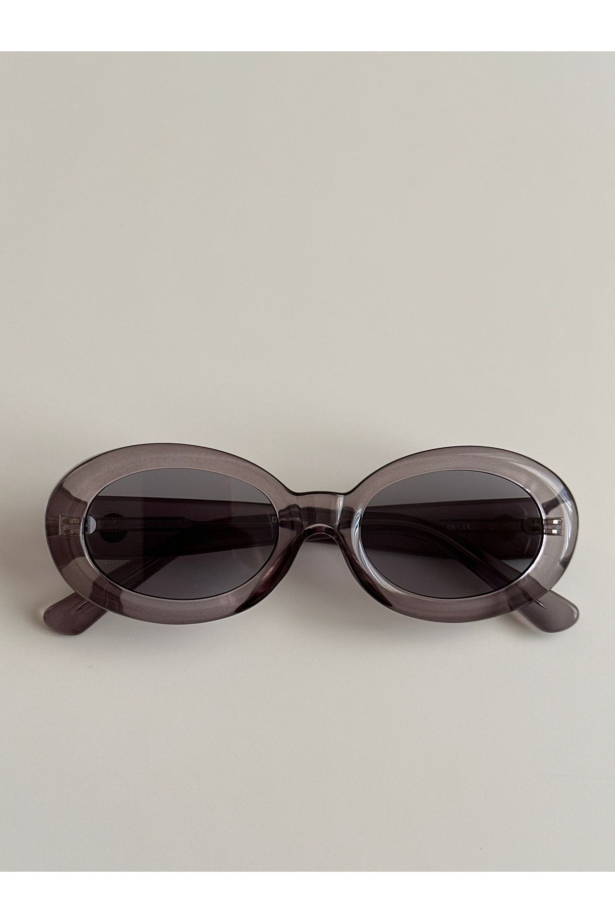 shop Şeffaf Füme Elips Retro Kemik Güneş Gözlüğü – UV400