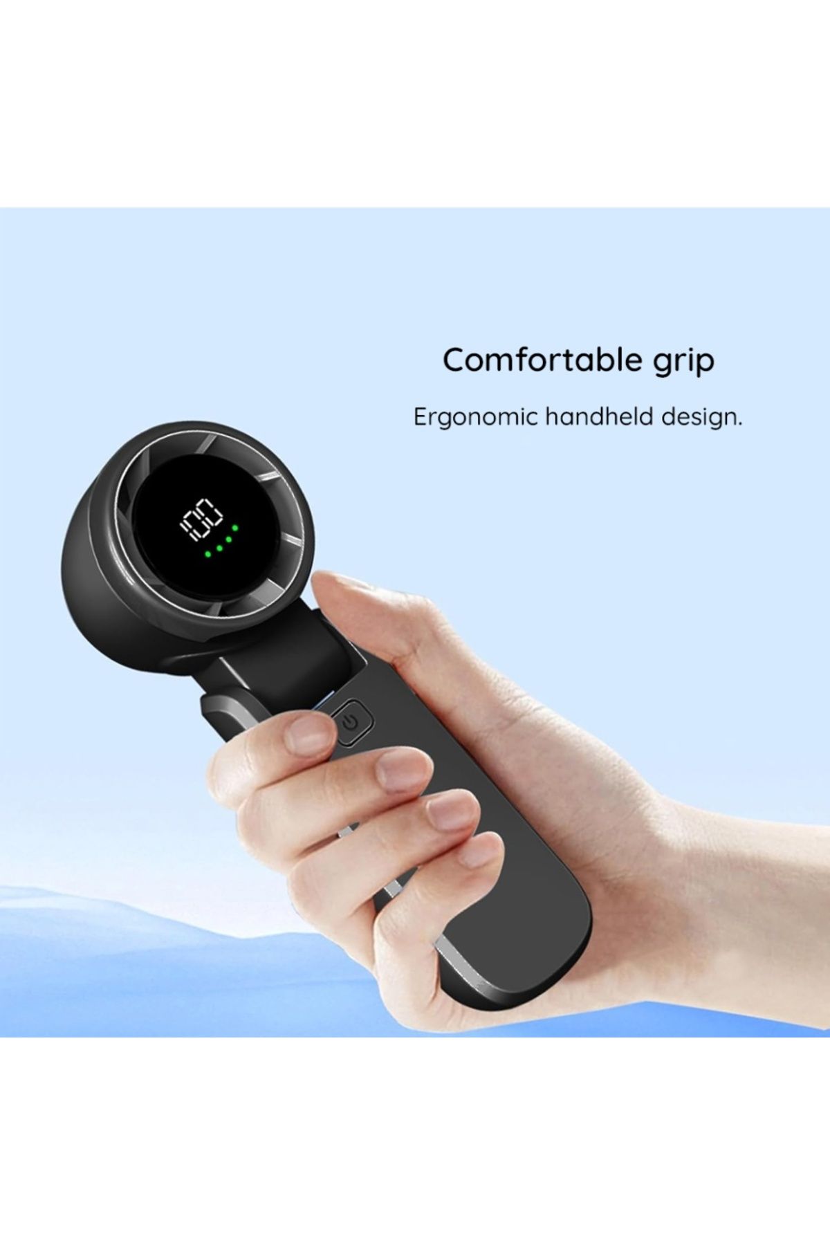 SKYDDAR INNOVATION-Mini ventilator portabil A9, afișaj LED, 5 viteze, USB-C, baterie de 5000mAh, silențios și reîncărcabil, verde 3