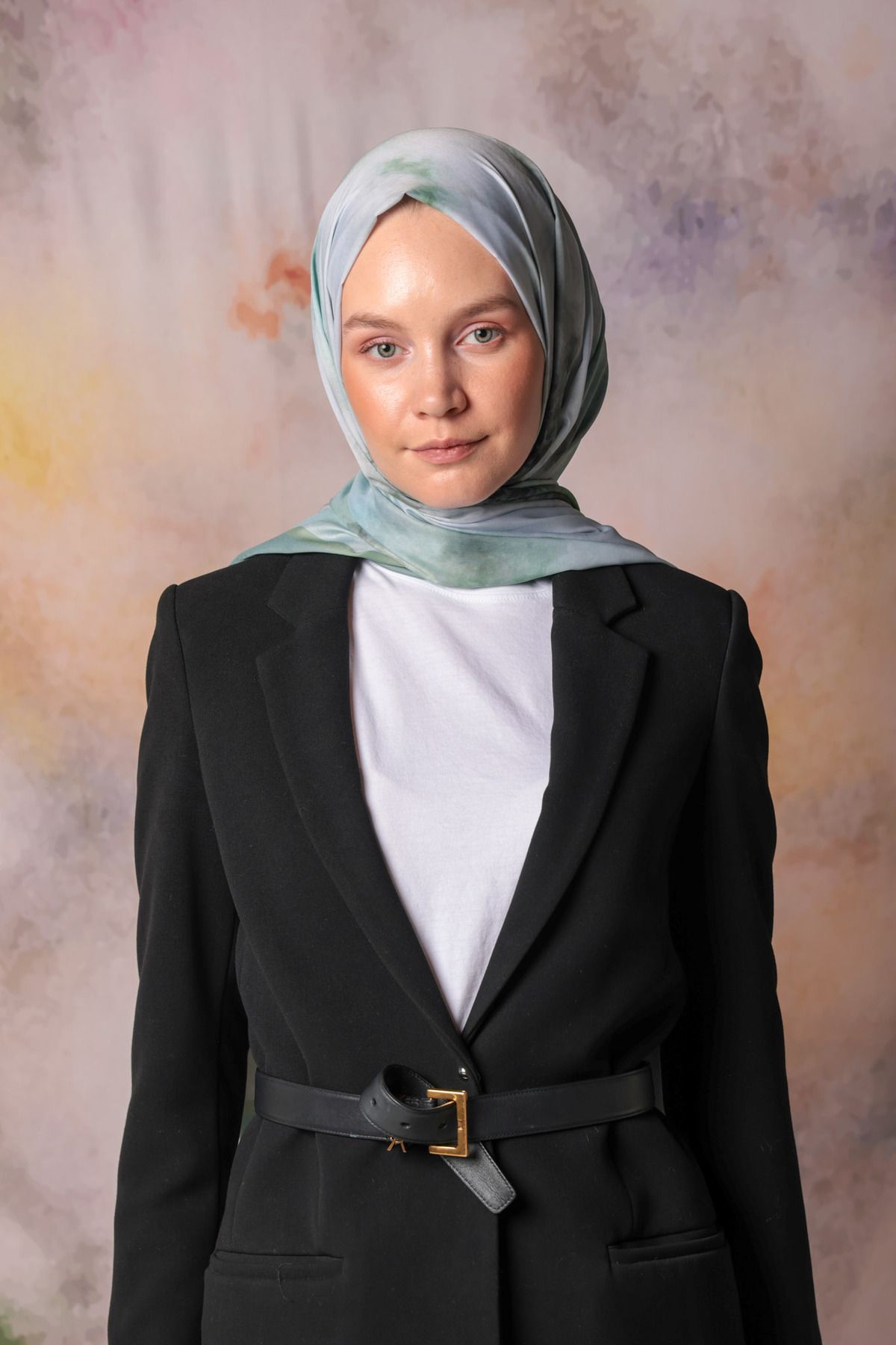 zanel scarf Watercolor Desenli Şal