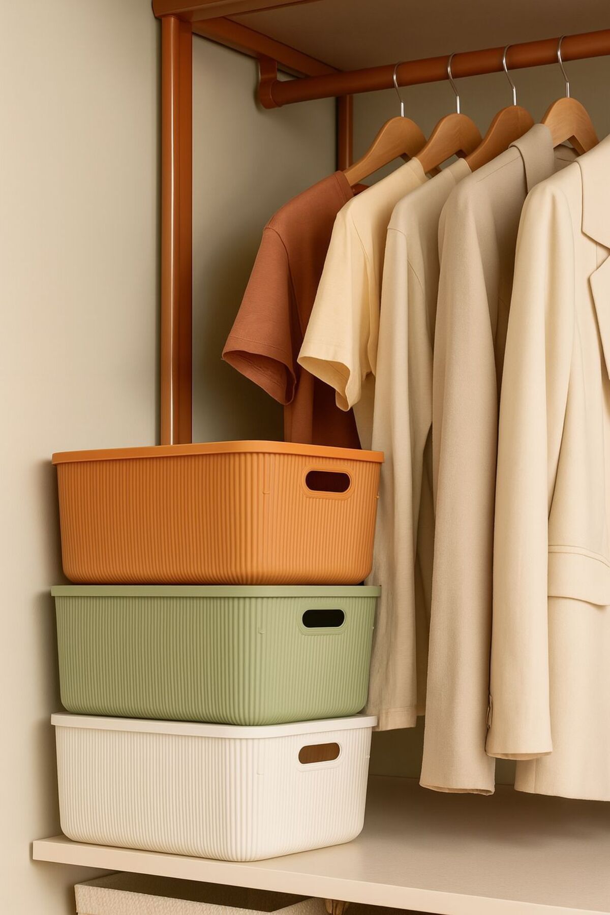 Bayev-Colors Cream 3 Pieces 13 Lt Closet Organizer Organizer Hobby Toy Box Storage Box with Lid 4
