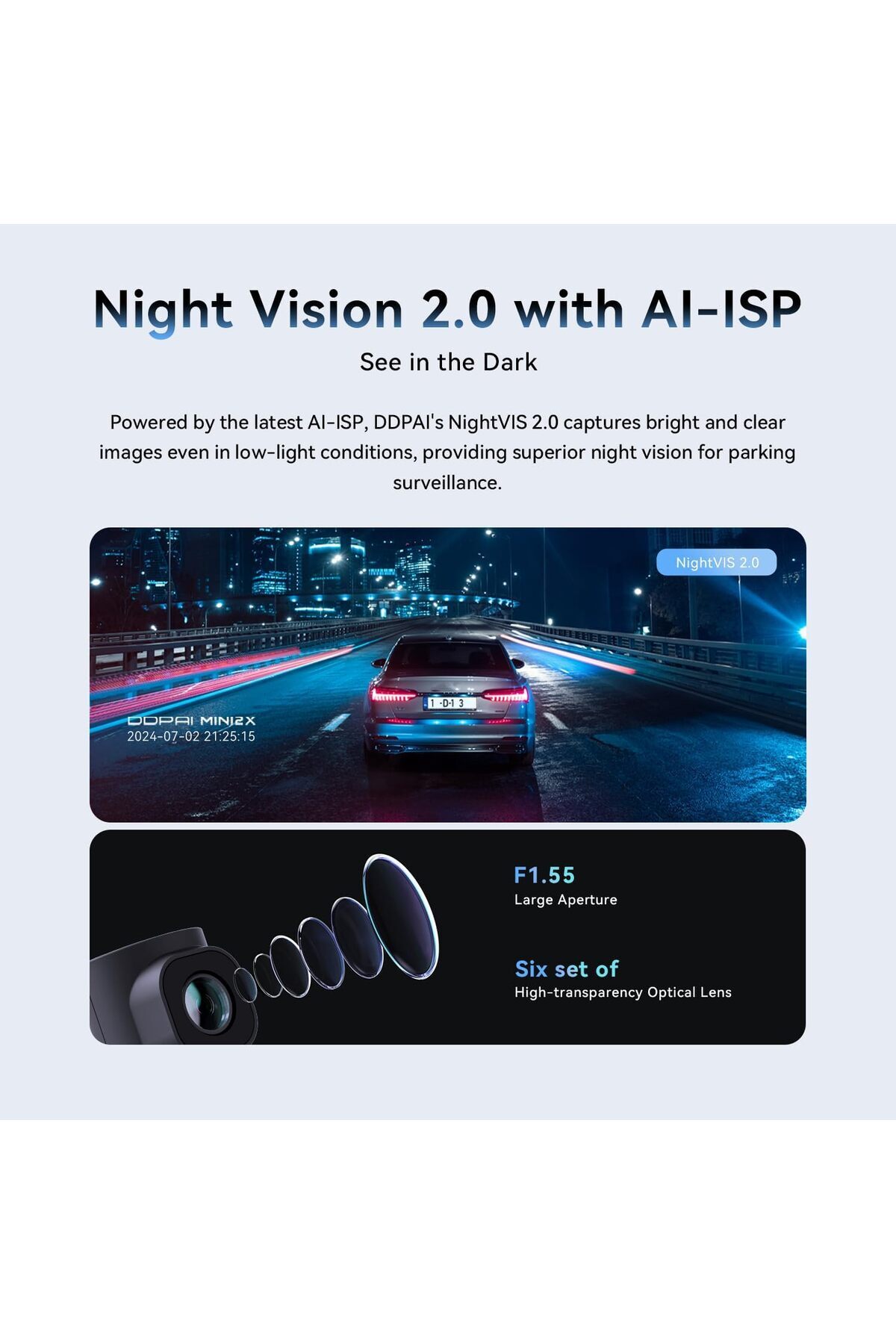 DDPAI-2K Dash Cam for Cars Front, 1440P Dashcam Car Dash Camera 360° Rotatable with Night Vision 7