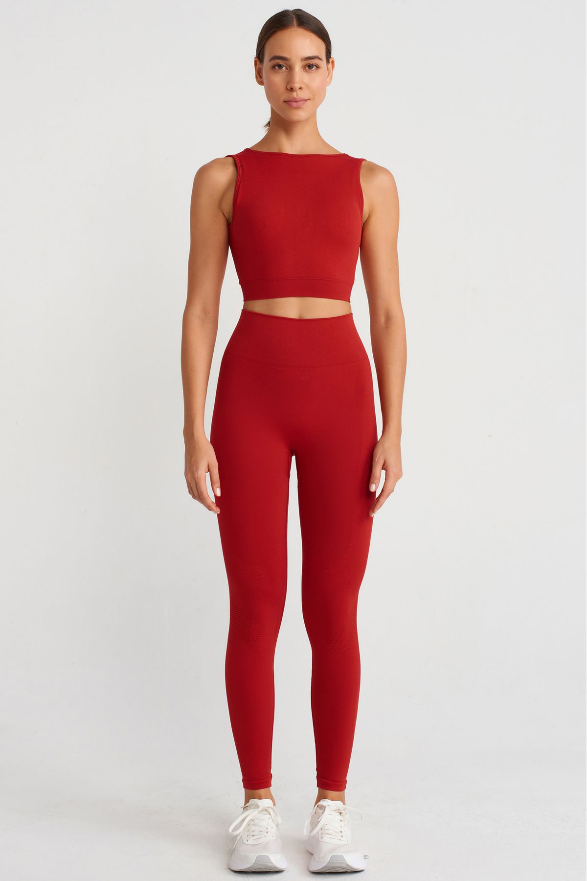 COMEUP-Rib Textured Back Cross Crop Top with Chest Pad Red 6