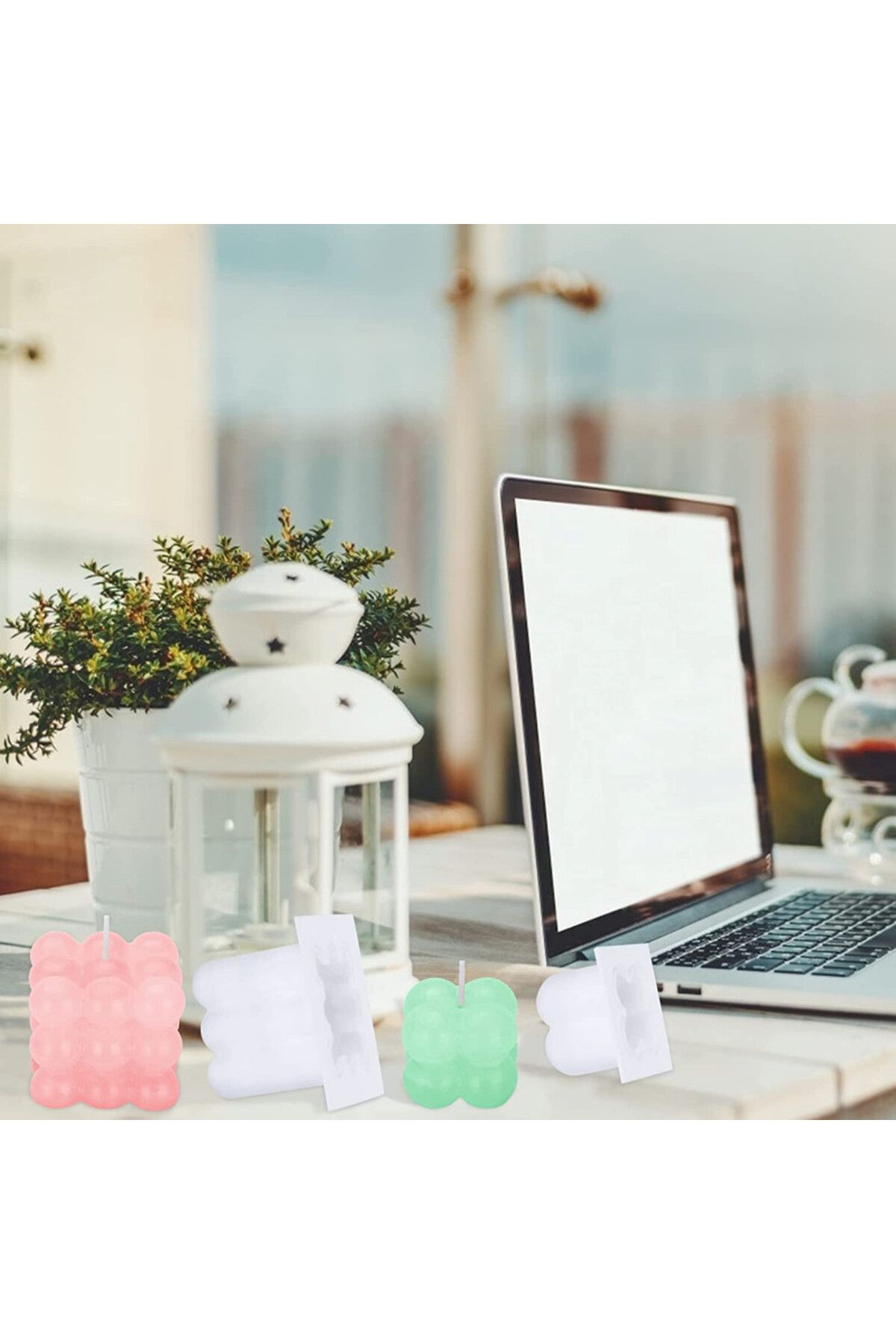 EKKONG-Set of 2 EKKONG candle molds, white, silicone 4