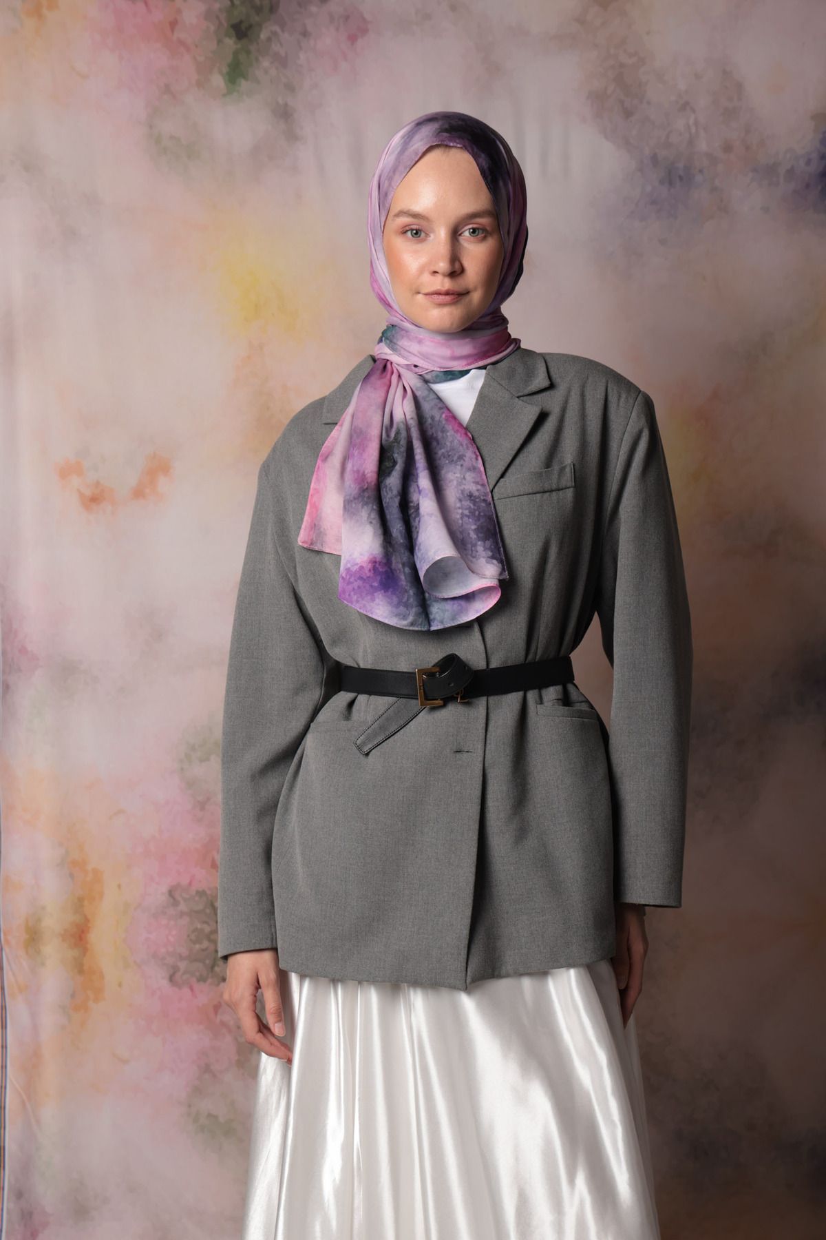 zanel scarf Watercolor Desenli Şal