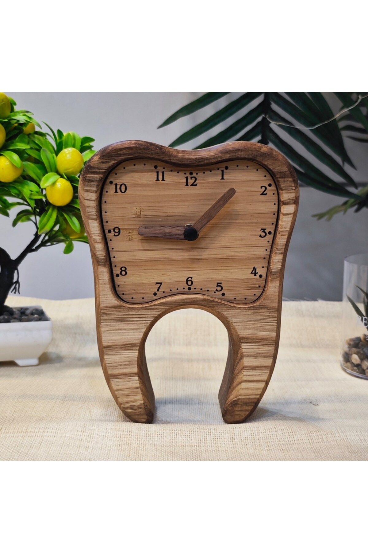 CNZ WOOD Ahşap Dentist Masa Saati