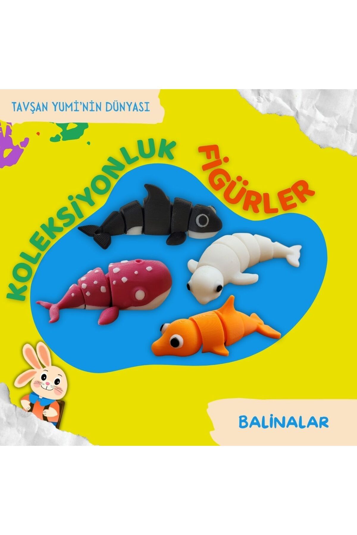 Tavşan Yumi Balinalar Koleksiyonu - 4 Parça Hareketli Oyuncaklar