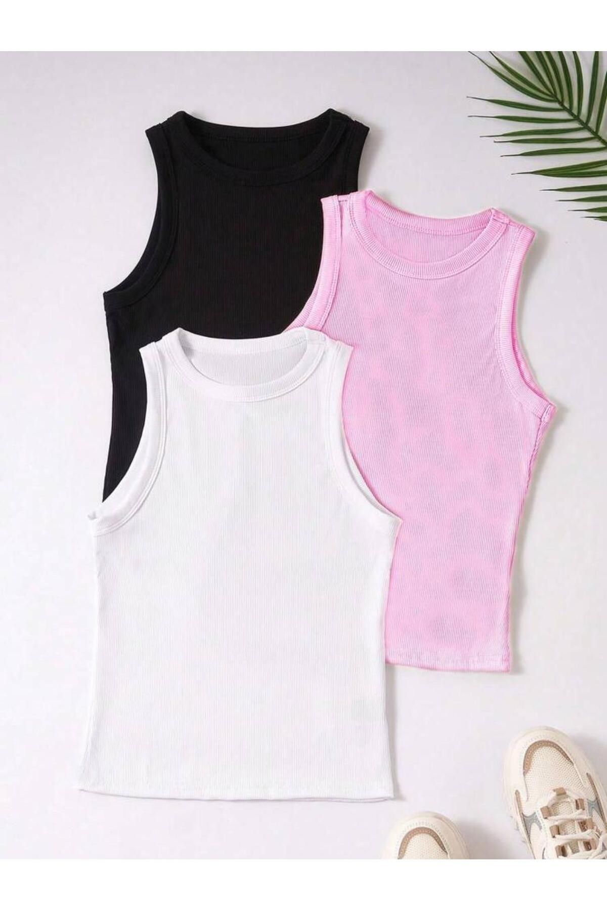 bemmoda Kadın 3'lü Set 3'lü Renk Esnek Atlet Bluz