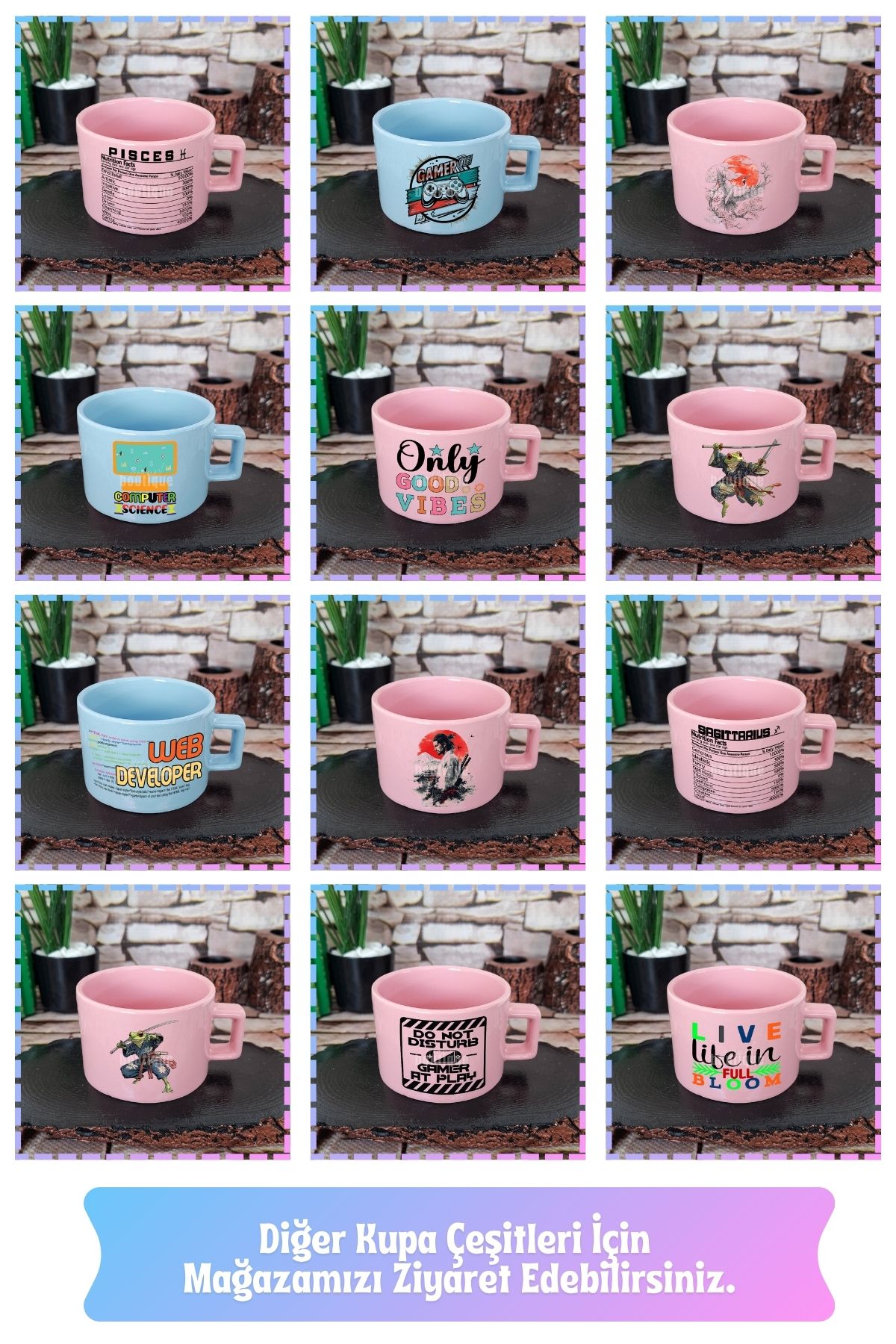 giftkonsept-Crazy Book Lady Printed Book Mad Woman Square Handled Cup Pink Mug Cup 5