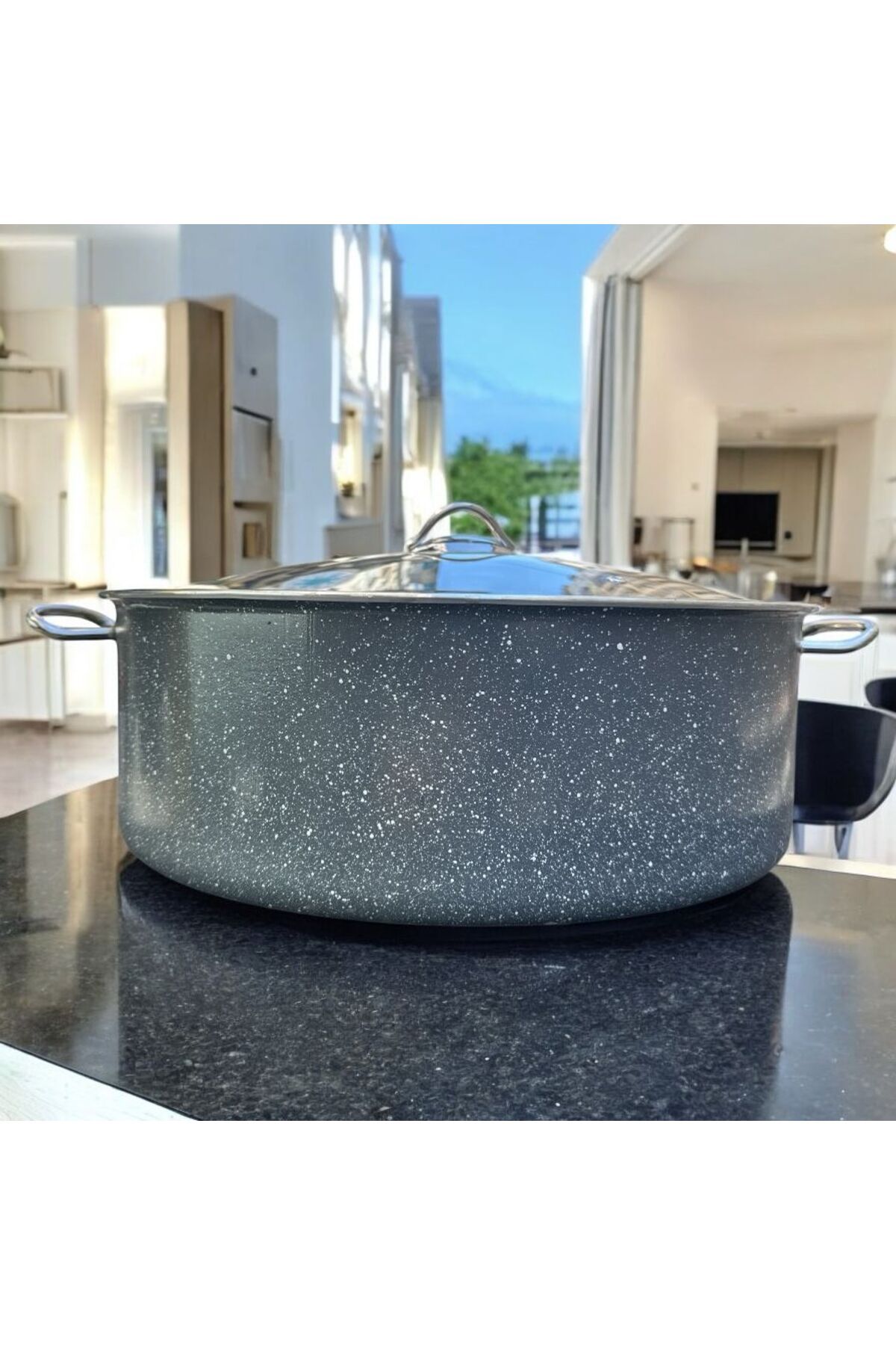 Peramari Alkara Endüstriyel Granit Derin Tencere 40 cm Gri