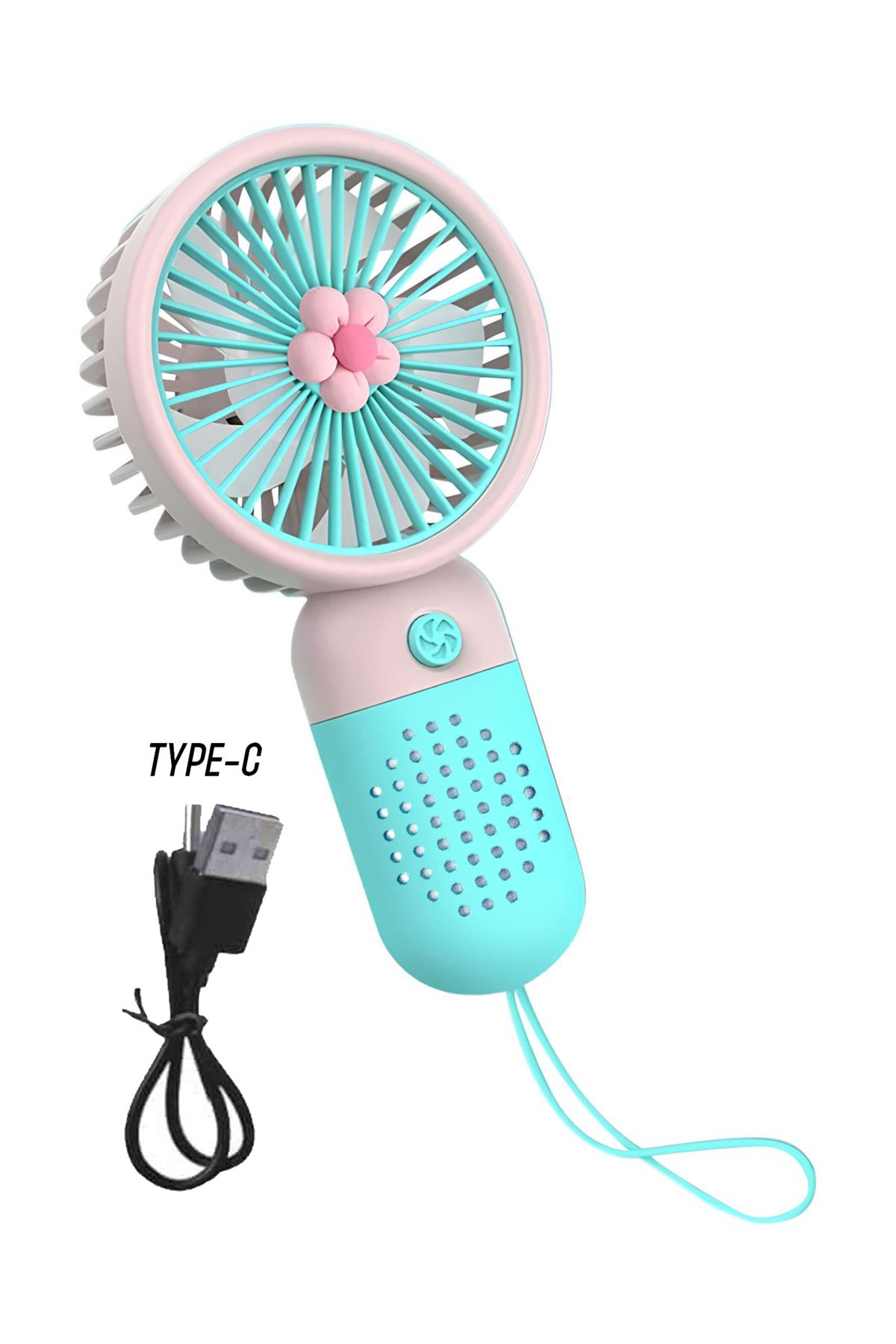 kutuTR 🌼 Renkli Mini Çiçek Fan – El Tipi Şarjlı Vantilatör 🌬️
