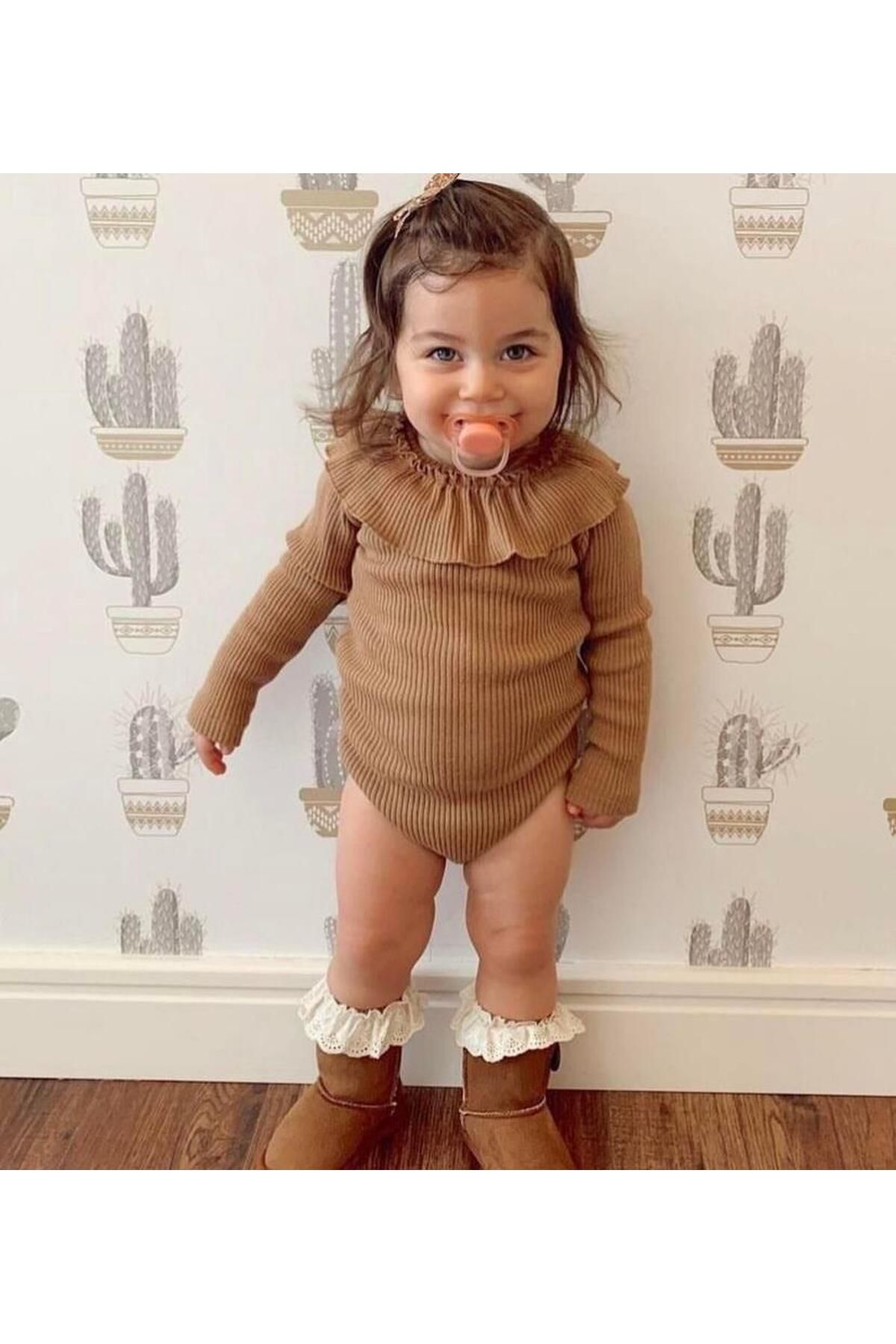 ArdenKids Sütlü Kahve Fırfır Yaka Zıbın